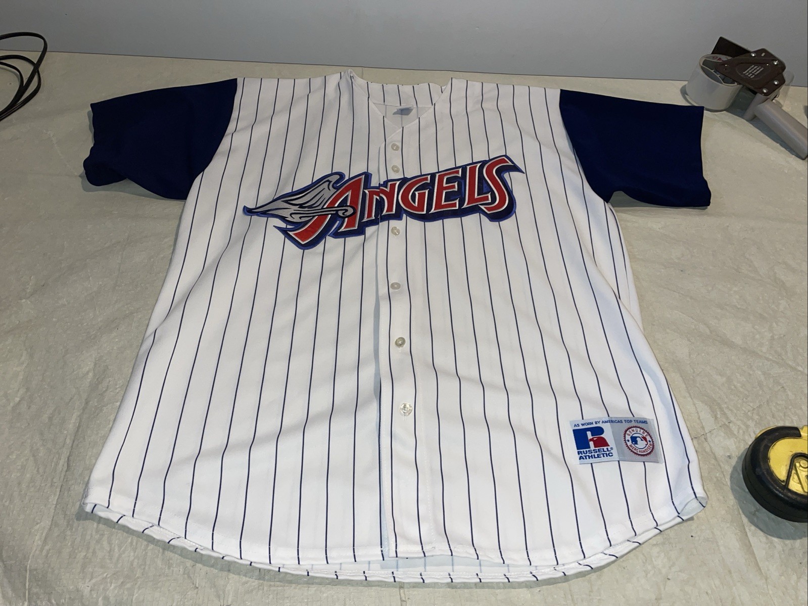Anaheim Angels Russell Athletic Jersey White Men Xxl Pinstripe Clean Vintage 90s
