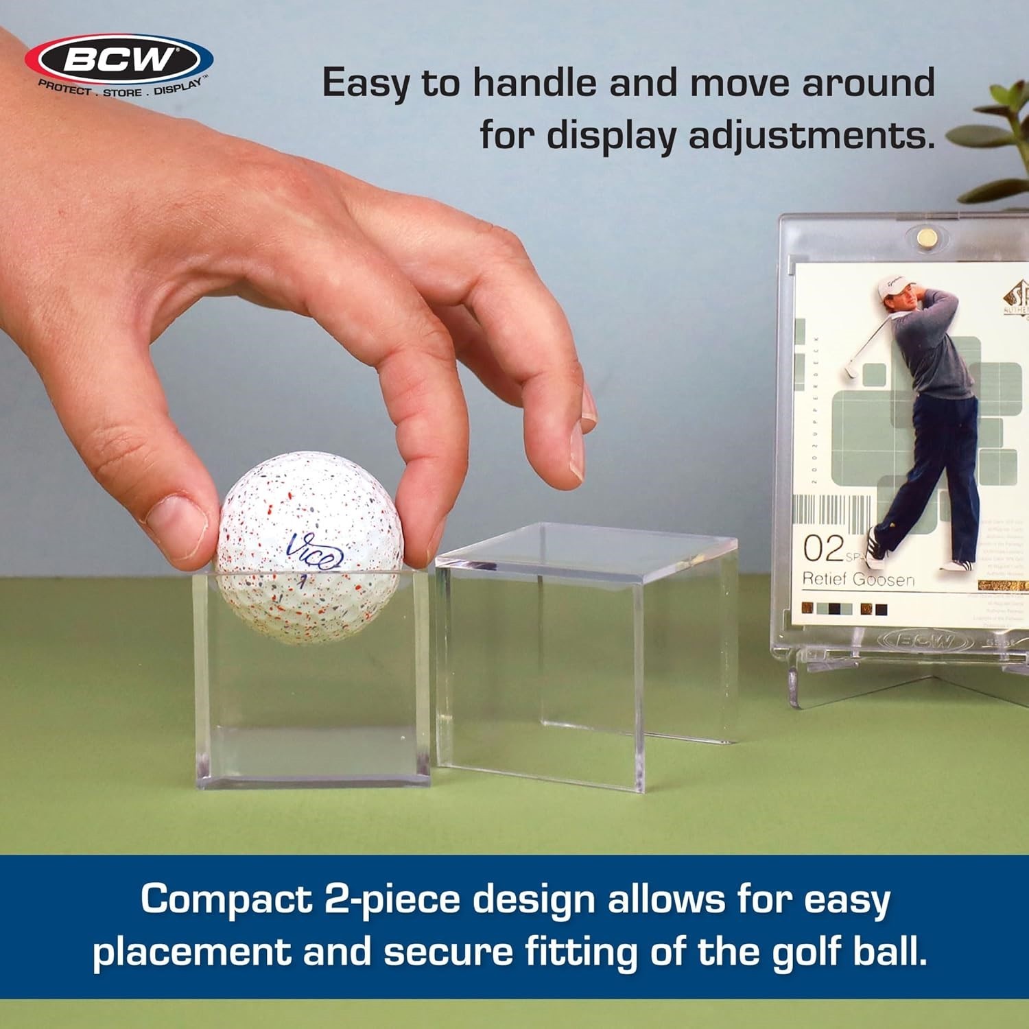 6 BCW Golf Ball Display Cases Clear Plastic 2 Part Cube Square Holder Autograph