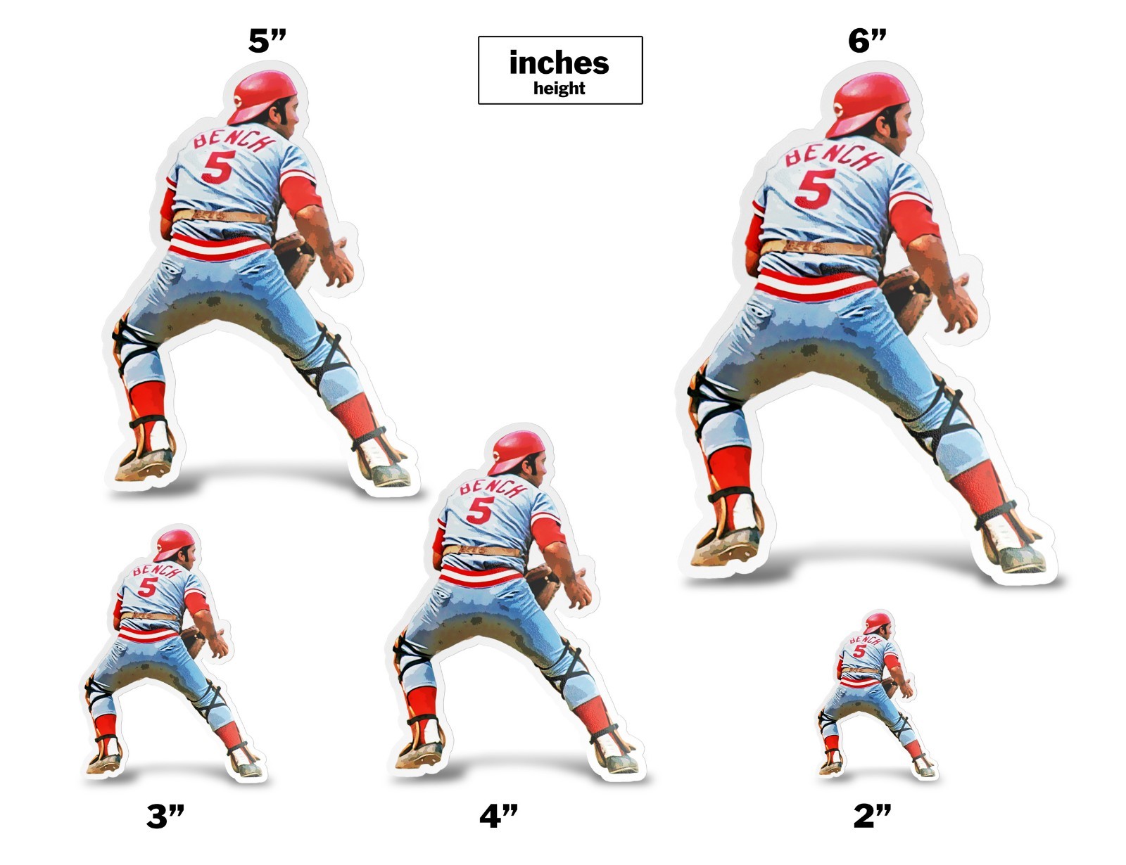 Johnny Bench Catcher Cincinnati Reds Sticker Decal–Glossy Waterproof Vinyl Self