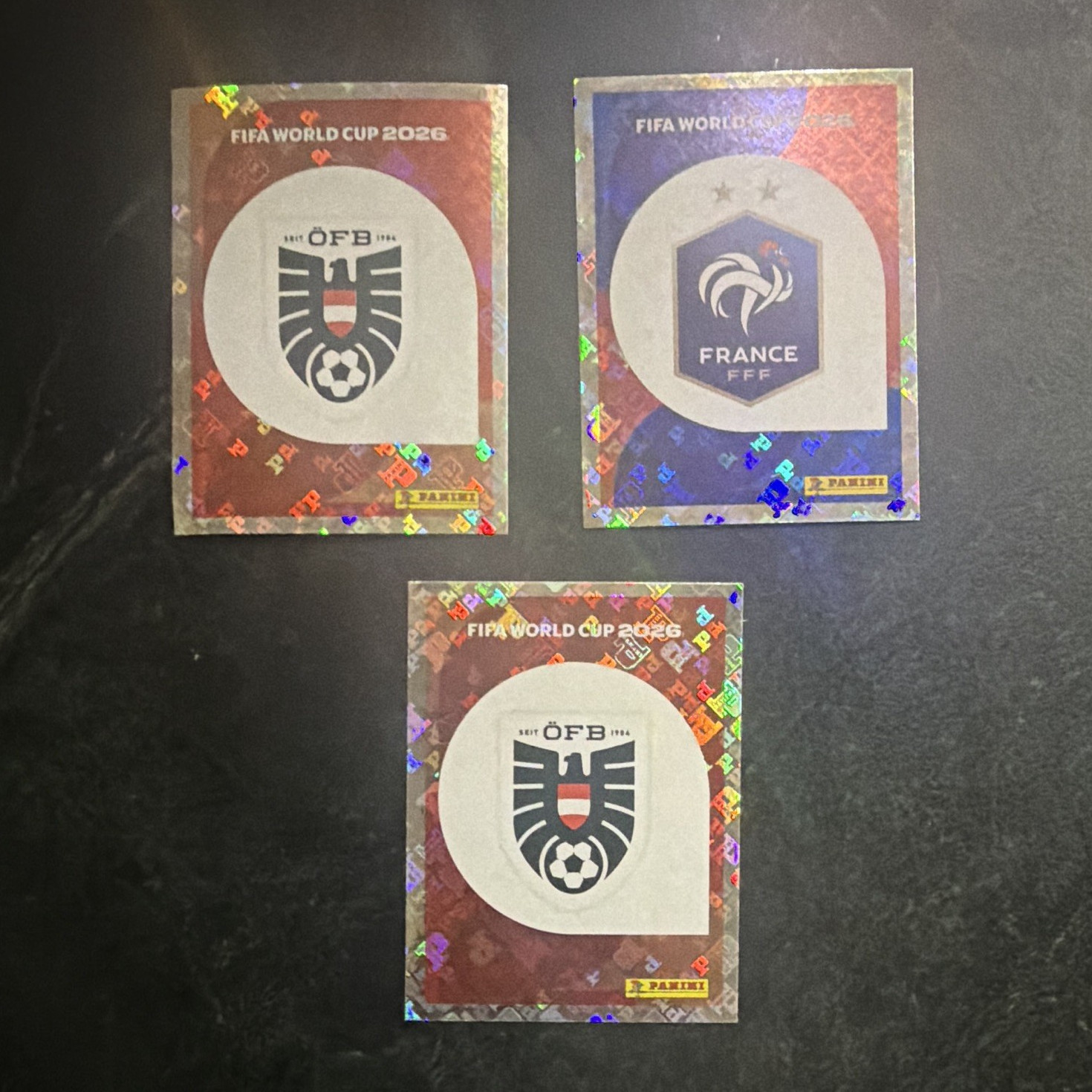 Panini FIFA World Cup 2026 Soccer Cards Lot (3) AUT1 x2 France FRA1