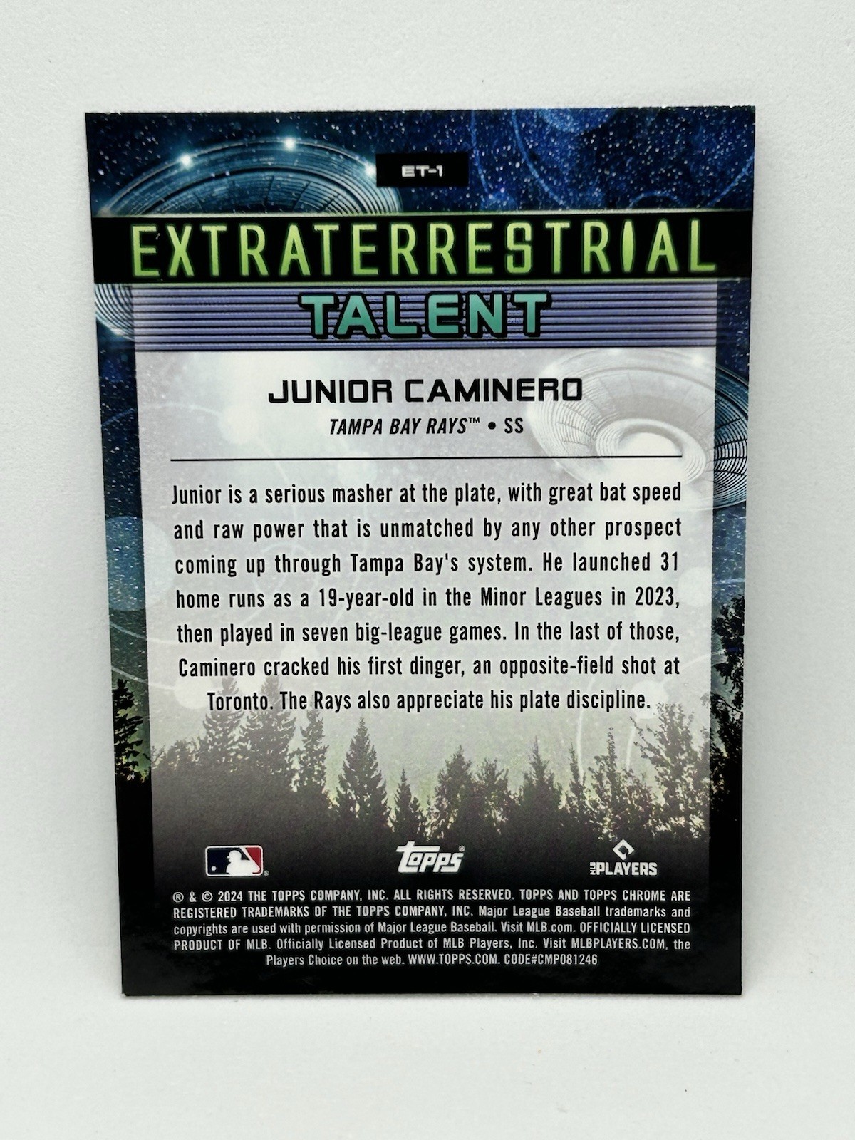 Junior Caminero 2024 Topps Chrome Cosmic Extraterrestrial Talent ET-1 Rays