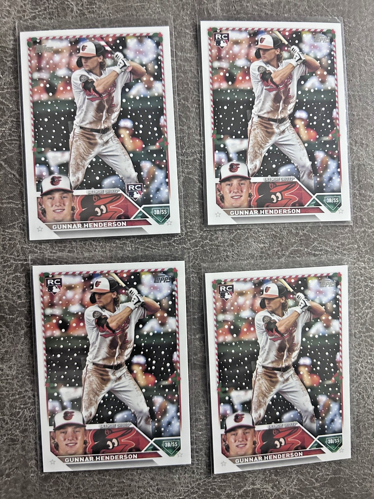 2023 Topps Holiday Gunnar Henderson 4 card lot #H4 w/ variation Orioles