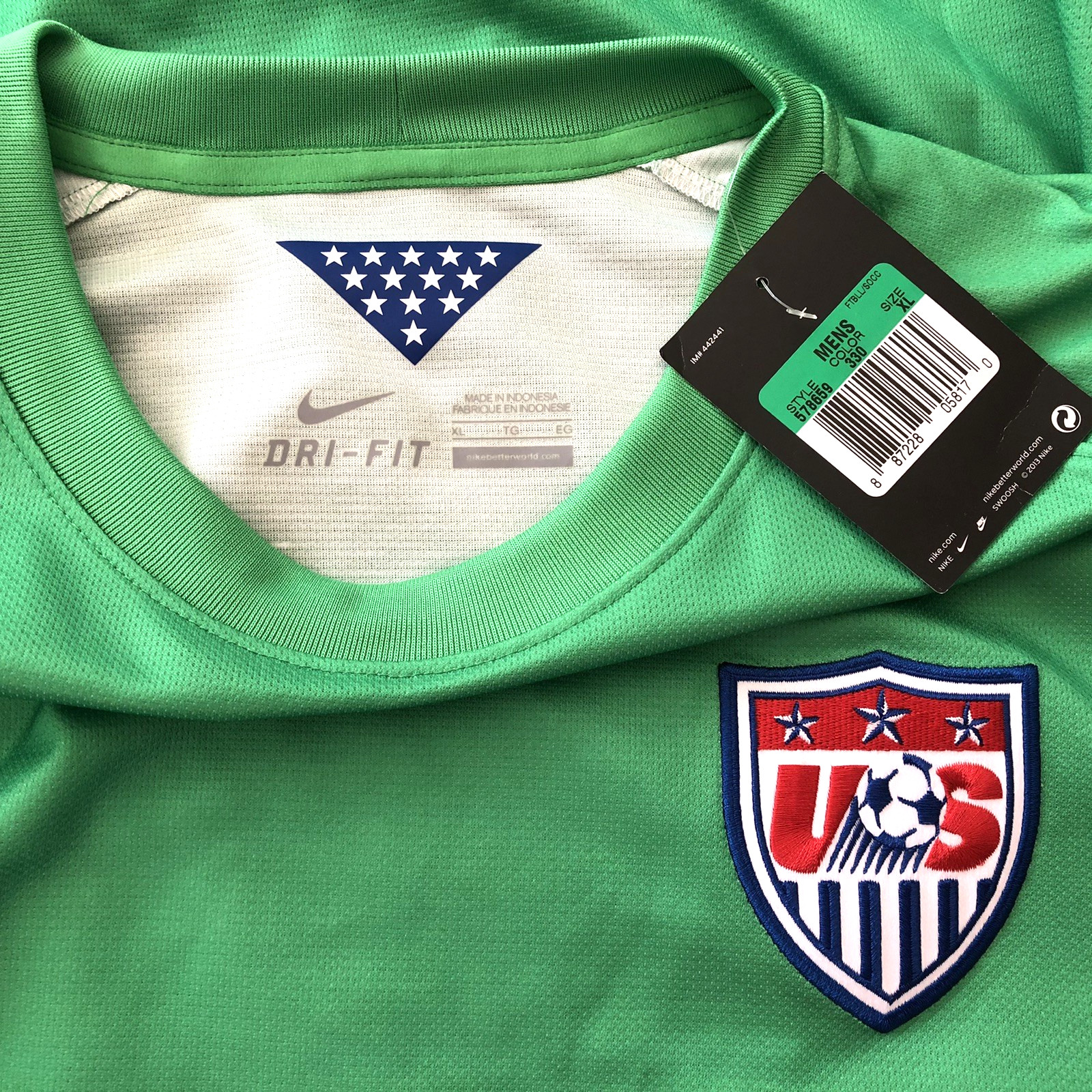 Nike USA Goalkeeper Authentic Soccer Jersey US XL Green Authentic 2014 NWT