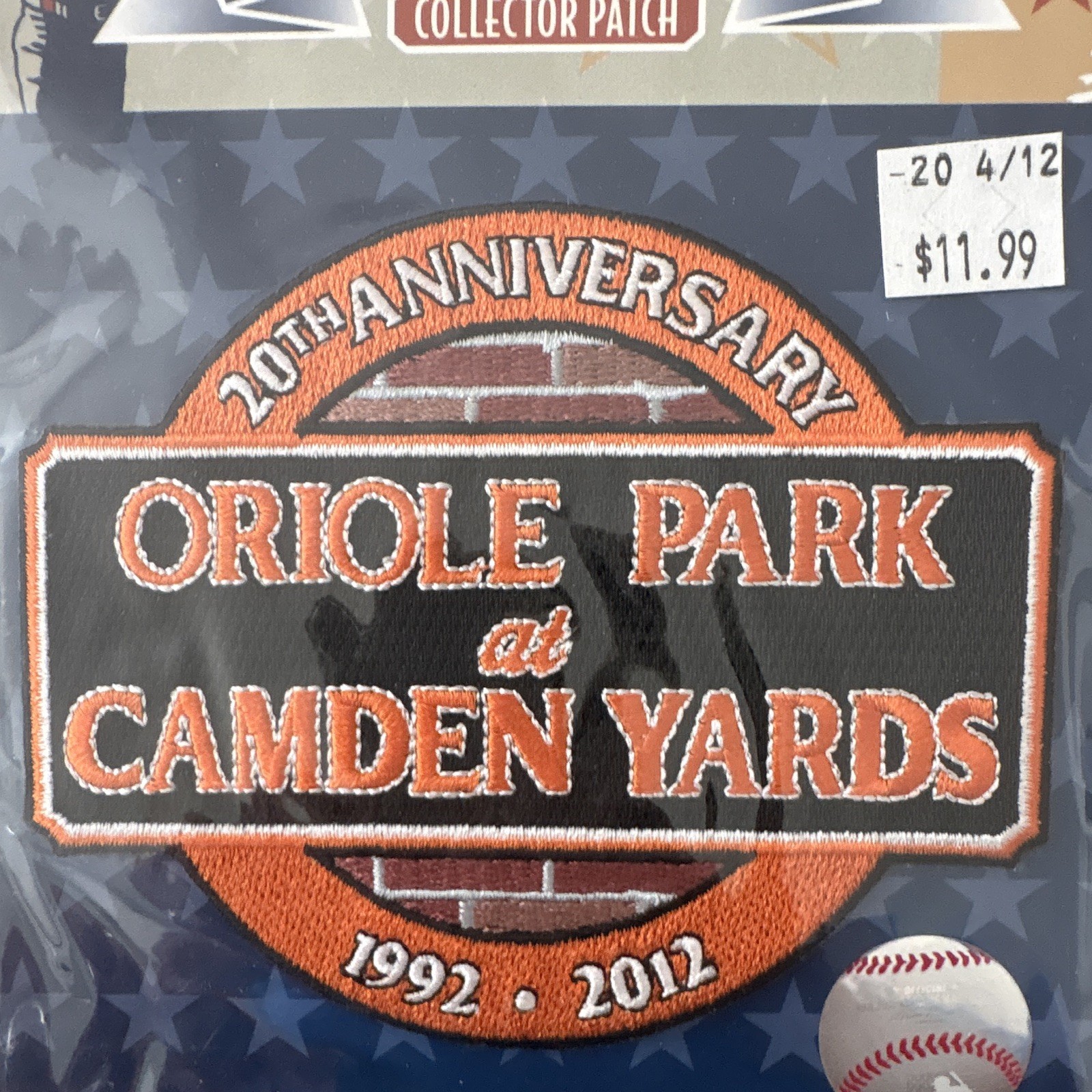 The Emblem Source Baltimore Orioles Camden Yards 20th Anniv MLB Patch 1992-2012