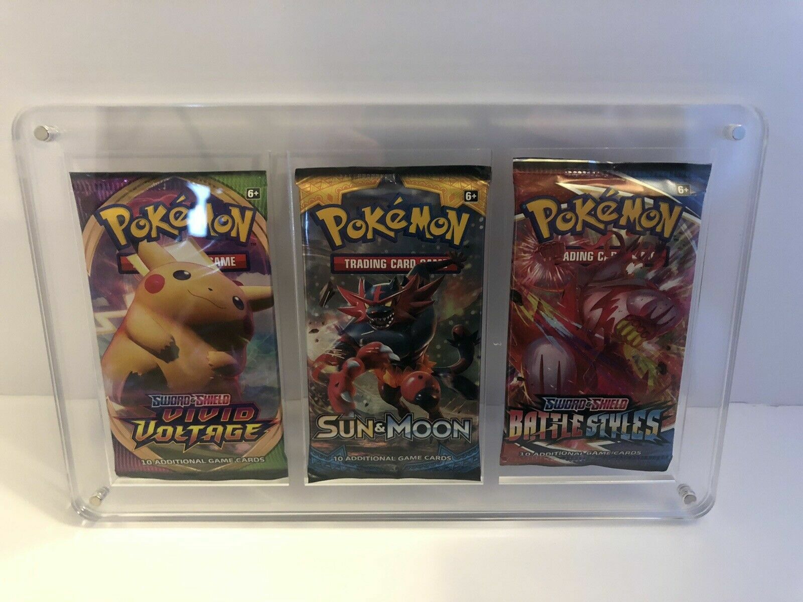 Pokemon Acrylic 2,3,4 or 5 Booster Pack Frame Display Case Magnet Locks