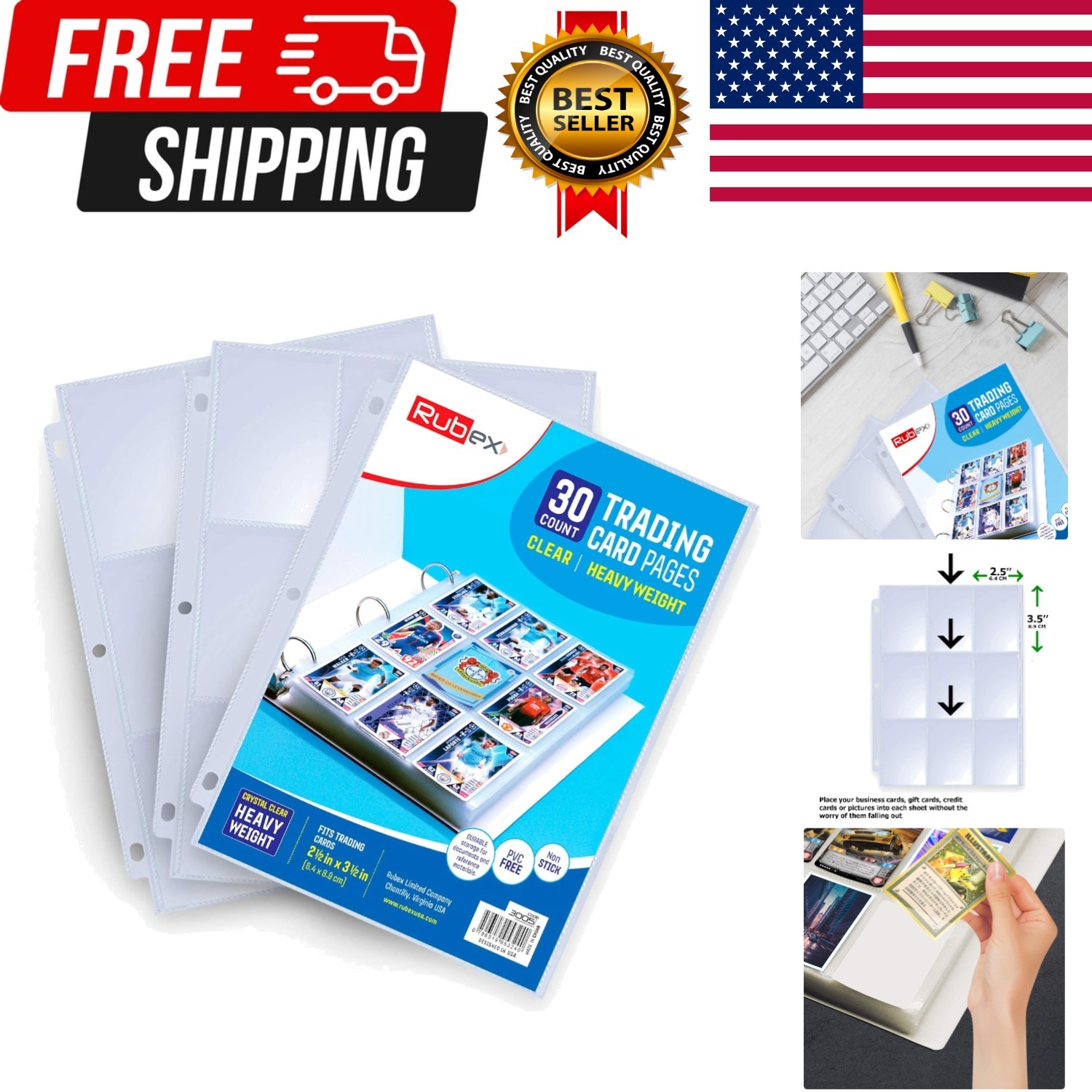 540-POCKET CARD SLEEVES 3-Ring Binder Plastic Pocket Baseball Sports Card Sheets