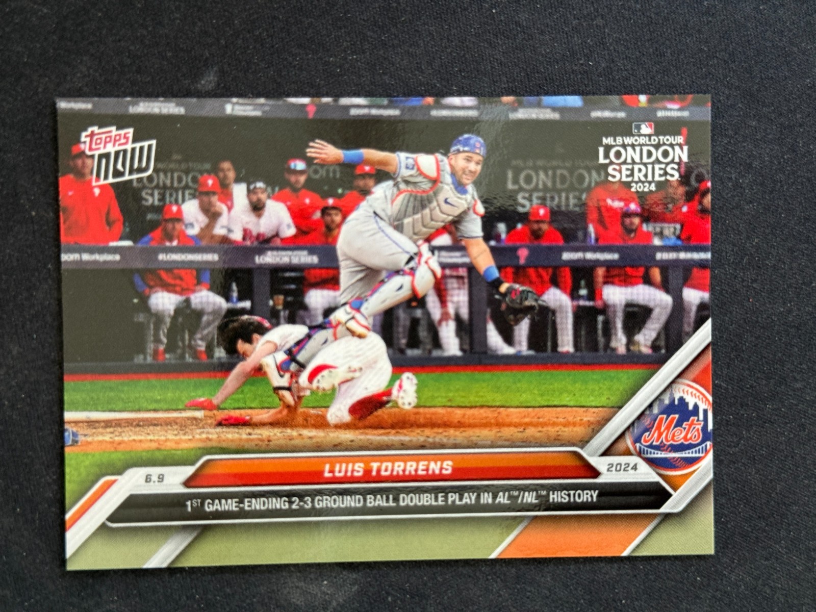 2024 TOPPS NOW #279 LUIS TORRENS- 1ST GAME ENDING 2-3 GROUND PLAY IN AL/NL HIST