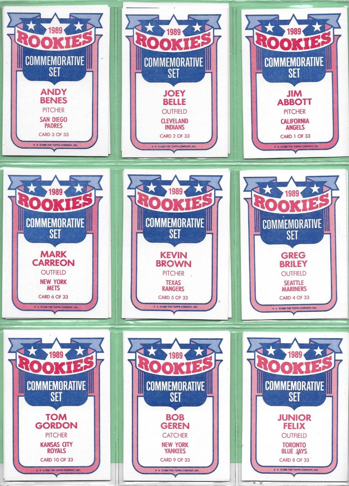 1990 Topps Baseball – 1989 Rookies – Pick Your Cards & Fill Your Sets👍