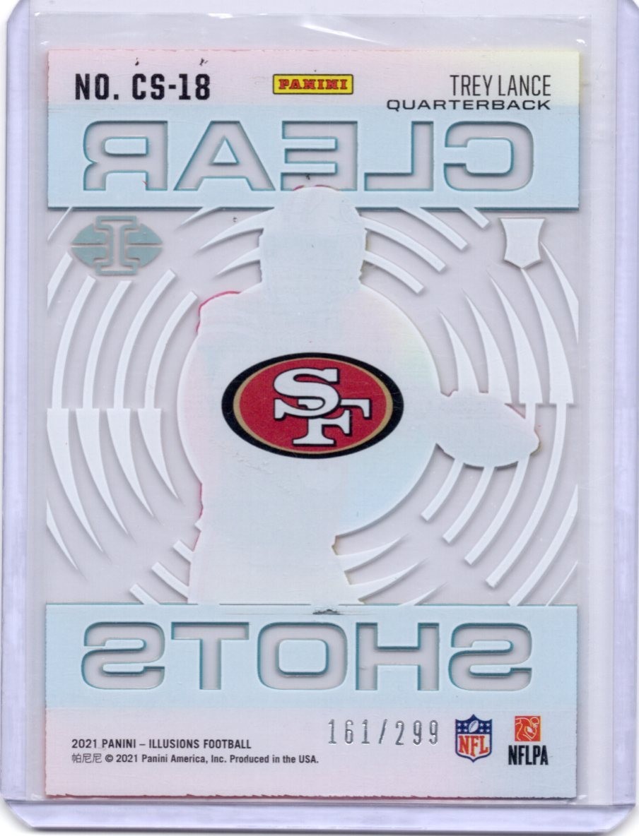 2021 Panini Illusions Clear Shots #CS-18 Trey Lance Light Blue /299 Rookie
