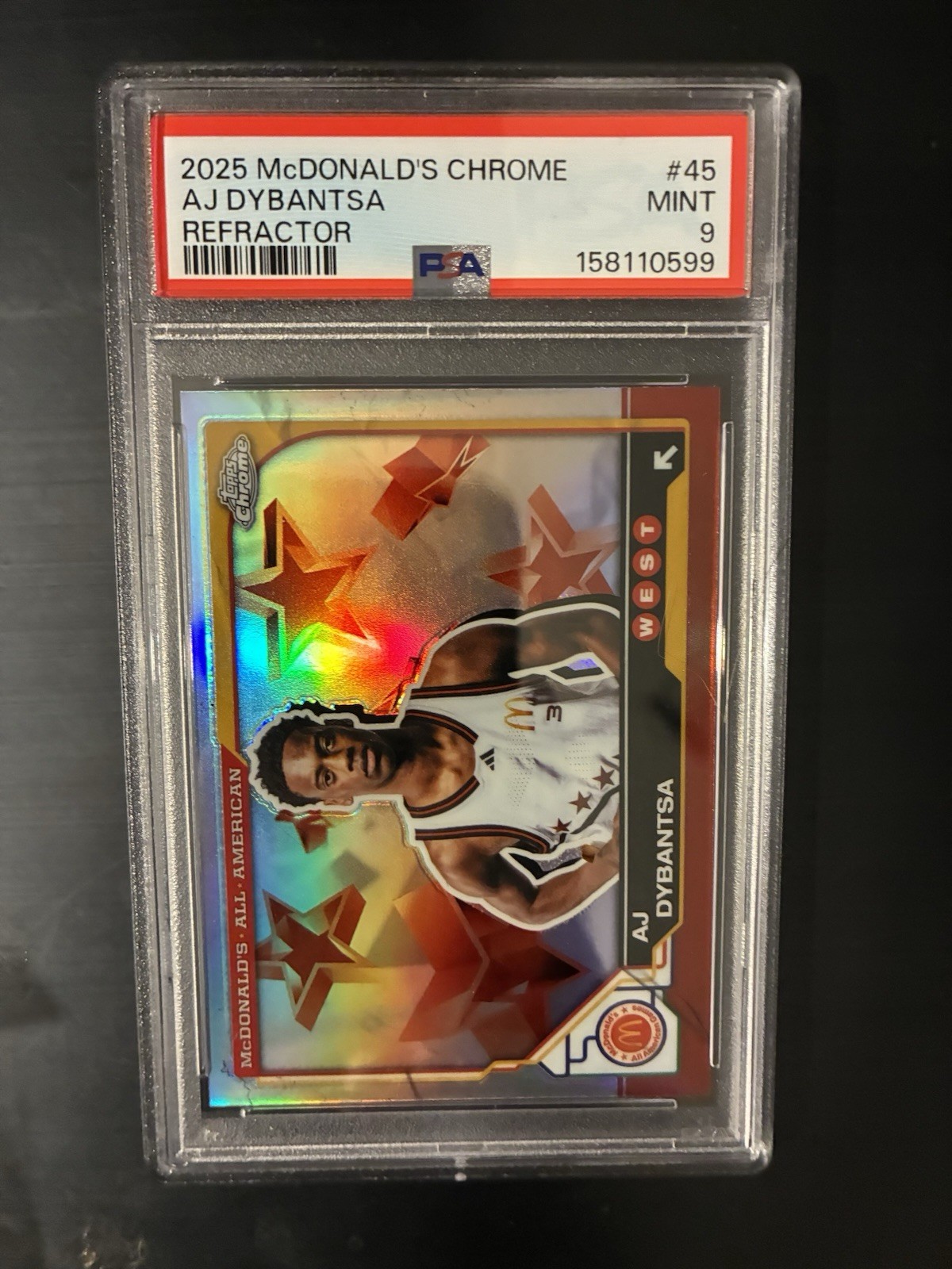 2025 Topps Chrome Mcdonalds All American AJ Dybantsa Refractor PSA 9