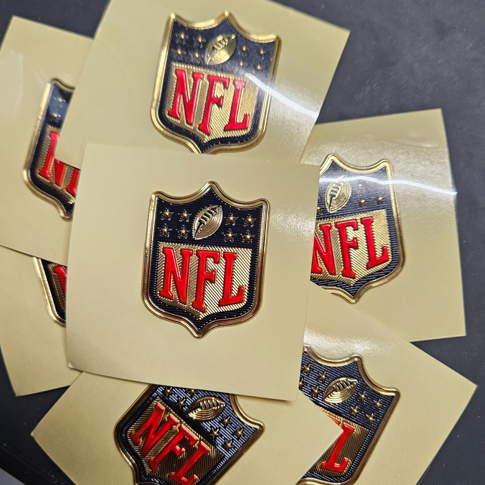 2 Gold NFL Shield MVP Iron On Plastic Jersey Patch, limited time, New
