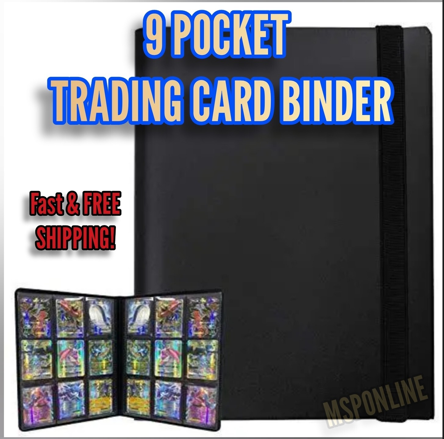 Trading Card Binder – 9 Pocket 360 Cards holder | Sports | TCG | Elastic | Black