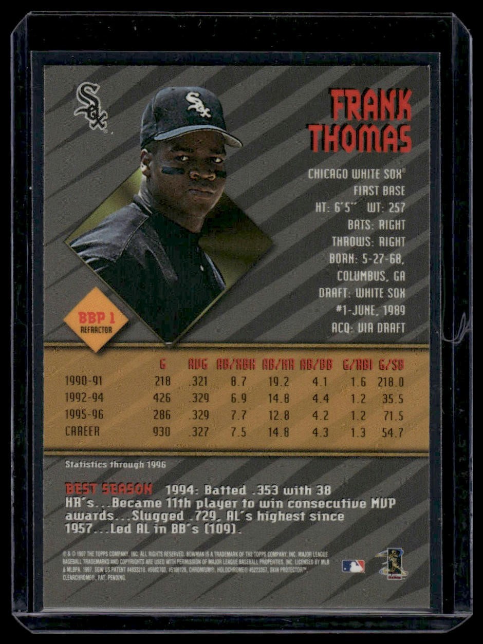 1997 Bowman #BBP 1 Frank Thomas Bowman’s Best Preview Refractors