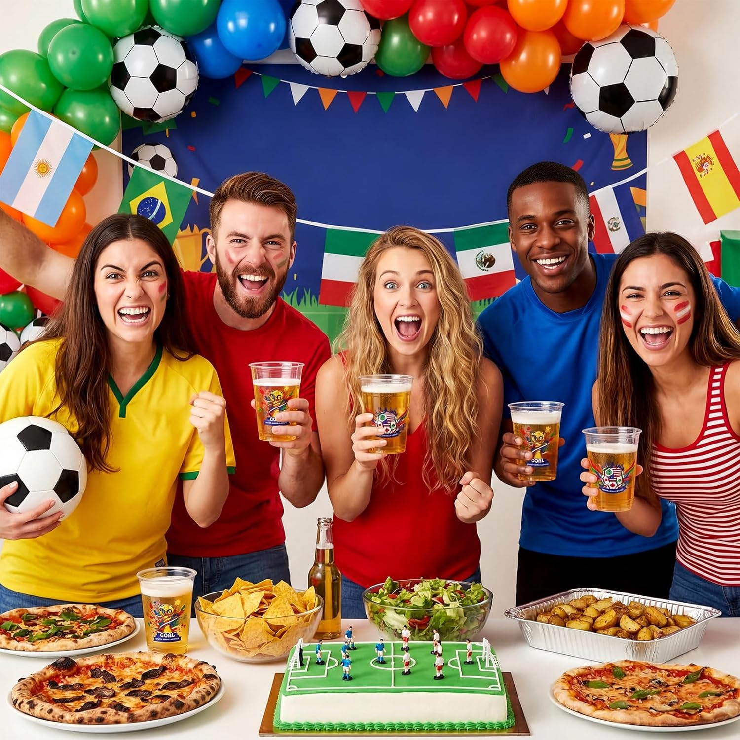 50 Pcs Soccer Plastic Cups 12 Oz International Countries Soccer Disposable Plast
