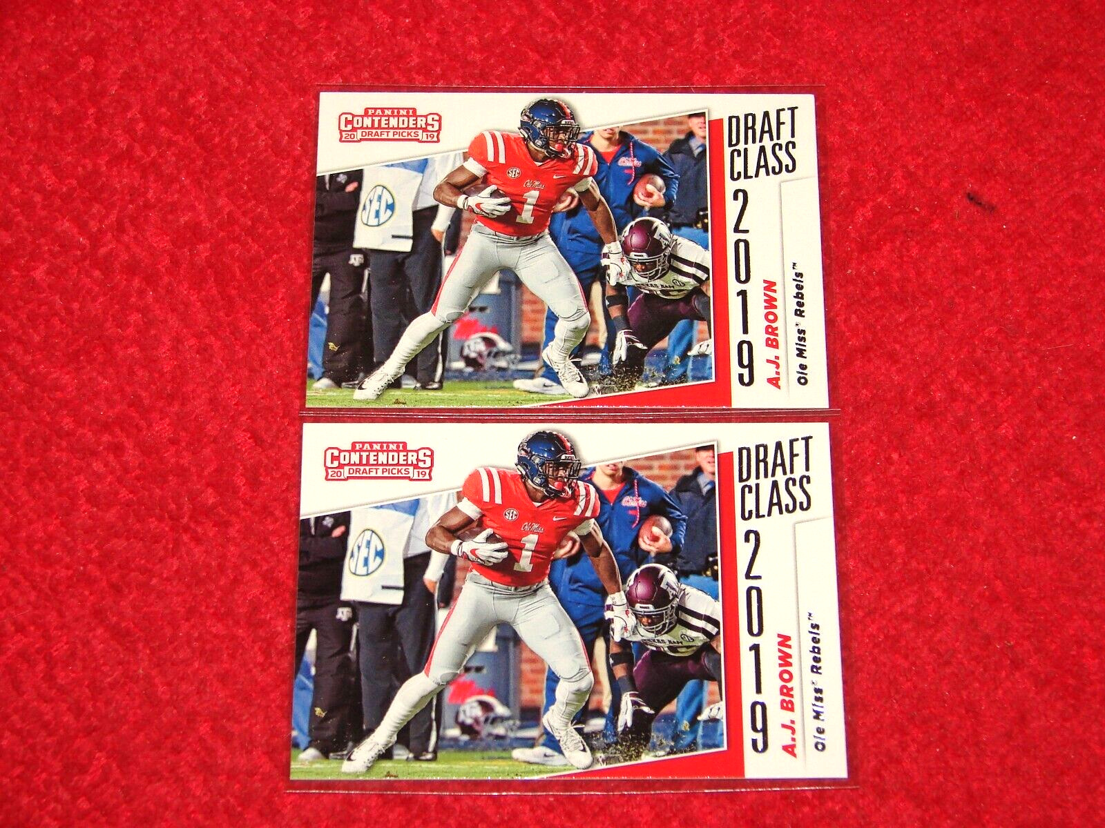 A.J. BROWN EAGLES 2019 PANINI CONTENDERS DRAFT PICKS DRAFT CLASS LOT OF 2 (FRC1)