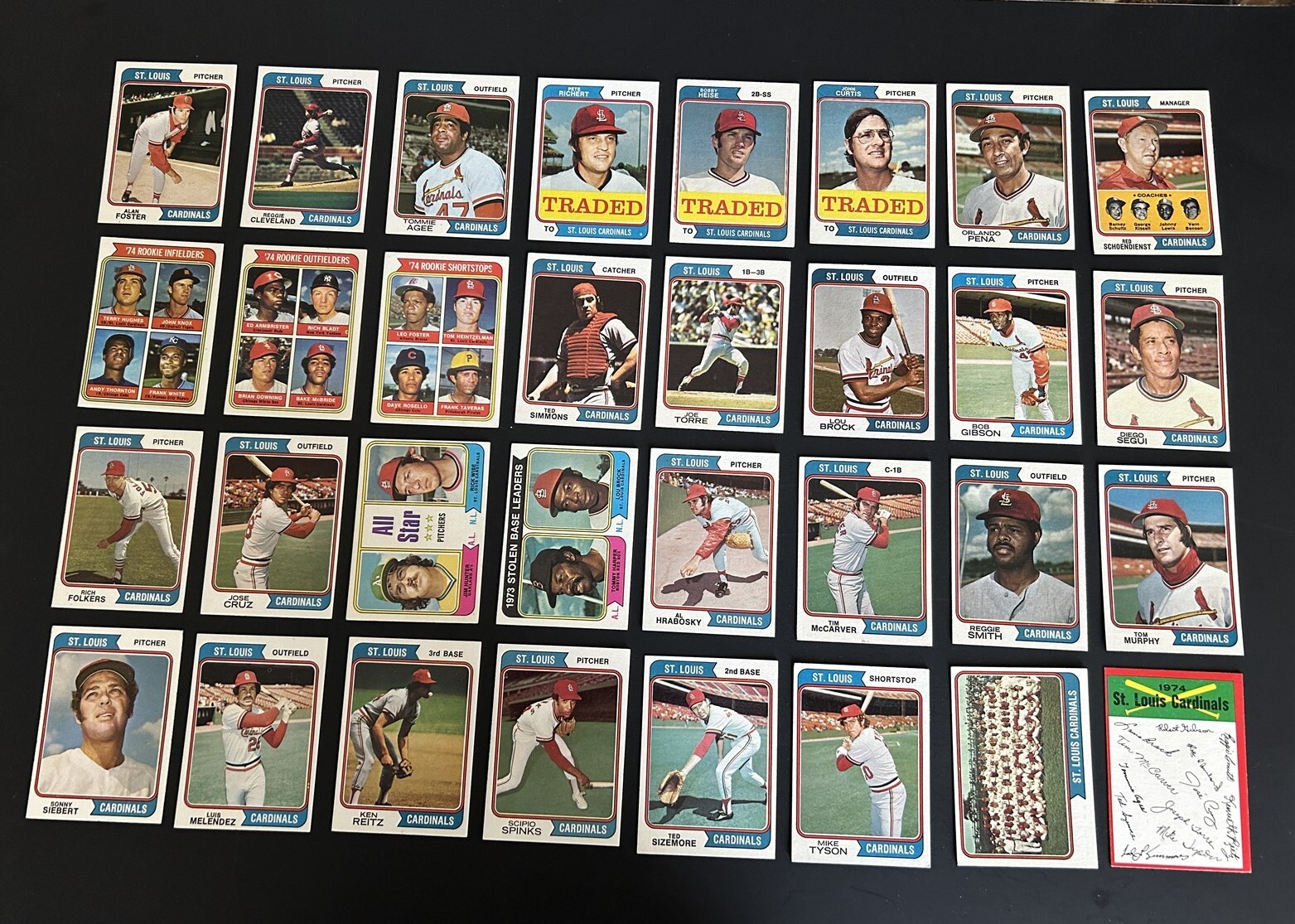 1974 Topps ST LOUIS CARDINALS Team Set BOB GIBSON Lou BROCK Joe TORRE Simmons
