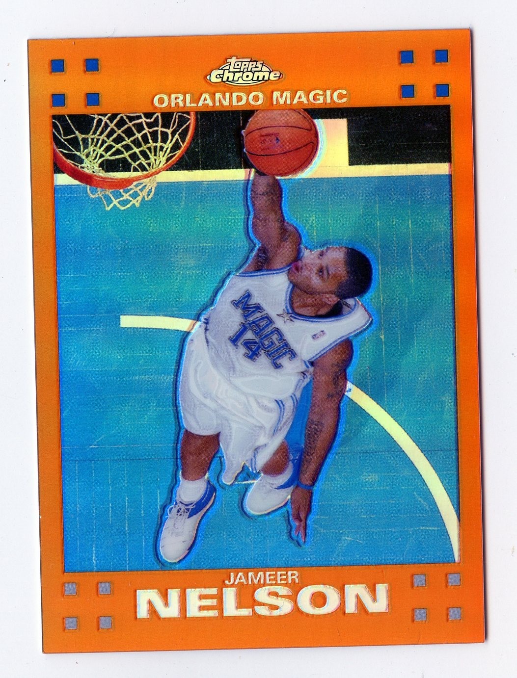 I704 JAMEER NELSON 2007-08 TOPPS CHROME ORANGE REFRACTOR 15/199 #73 MAGIC RARE