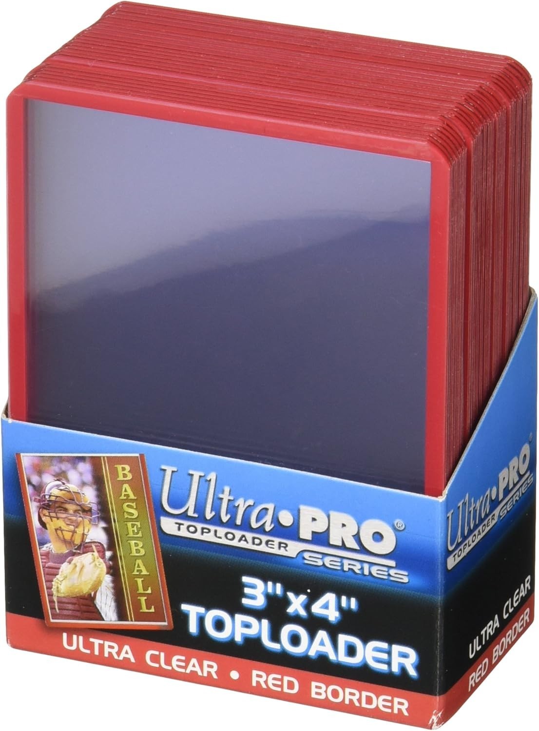 3″ x 4″ Rigid PVC Red Border Toploader – Super Clear & Durable 25 Pack