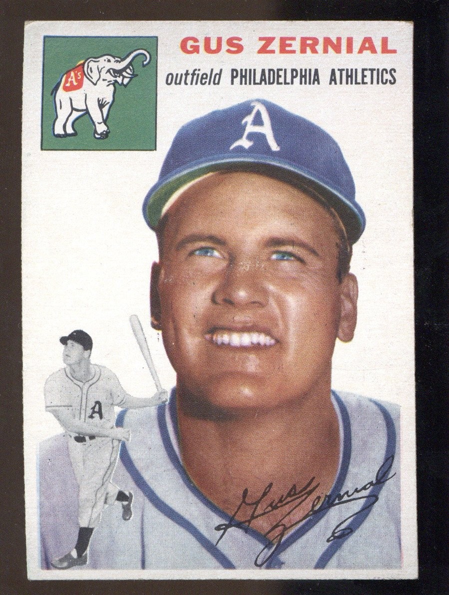 1954 Topps #2 Gus Zernial Slight MK Back Left Edge