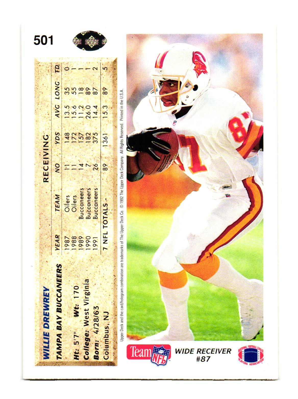 1992 Upper Deck #501 Willie Drewrey Tampa Bay Buccaneers