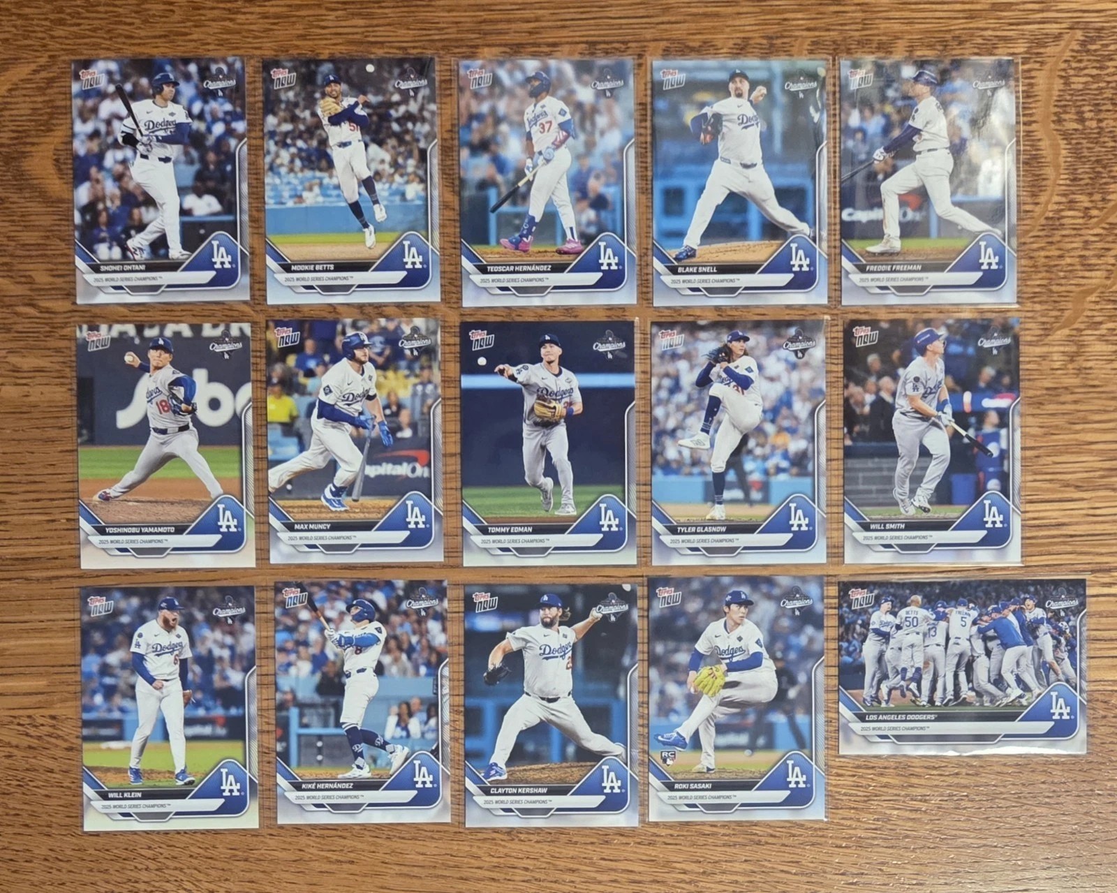 2025 World Series Champions Los Angeles Dodgers MLB Topps NOW 15 Card Team Set
