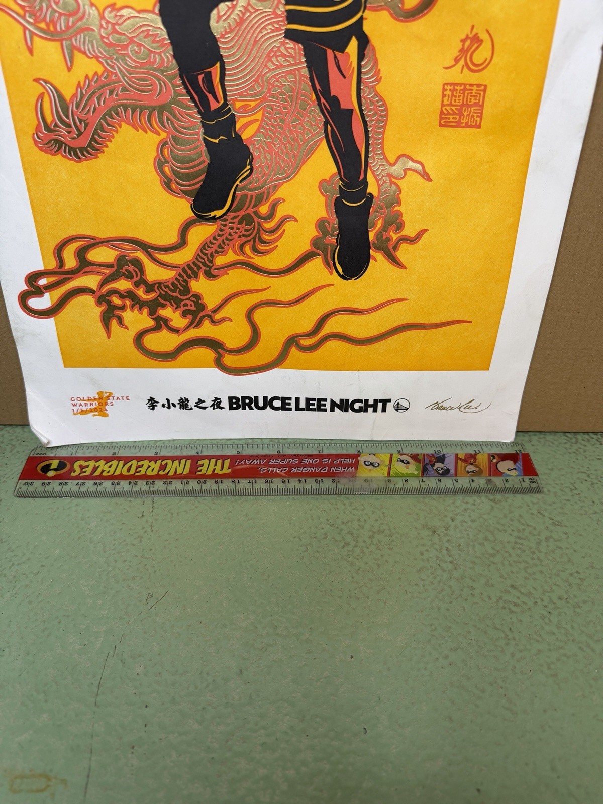 Stephen Curry Golden State Warriors Bruce Lee Night Poster 1/5/24 12×18 Dragon