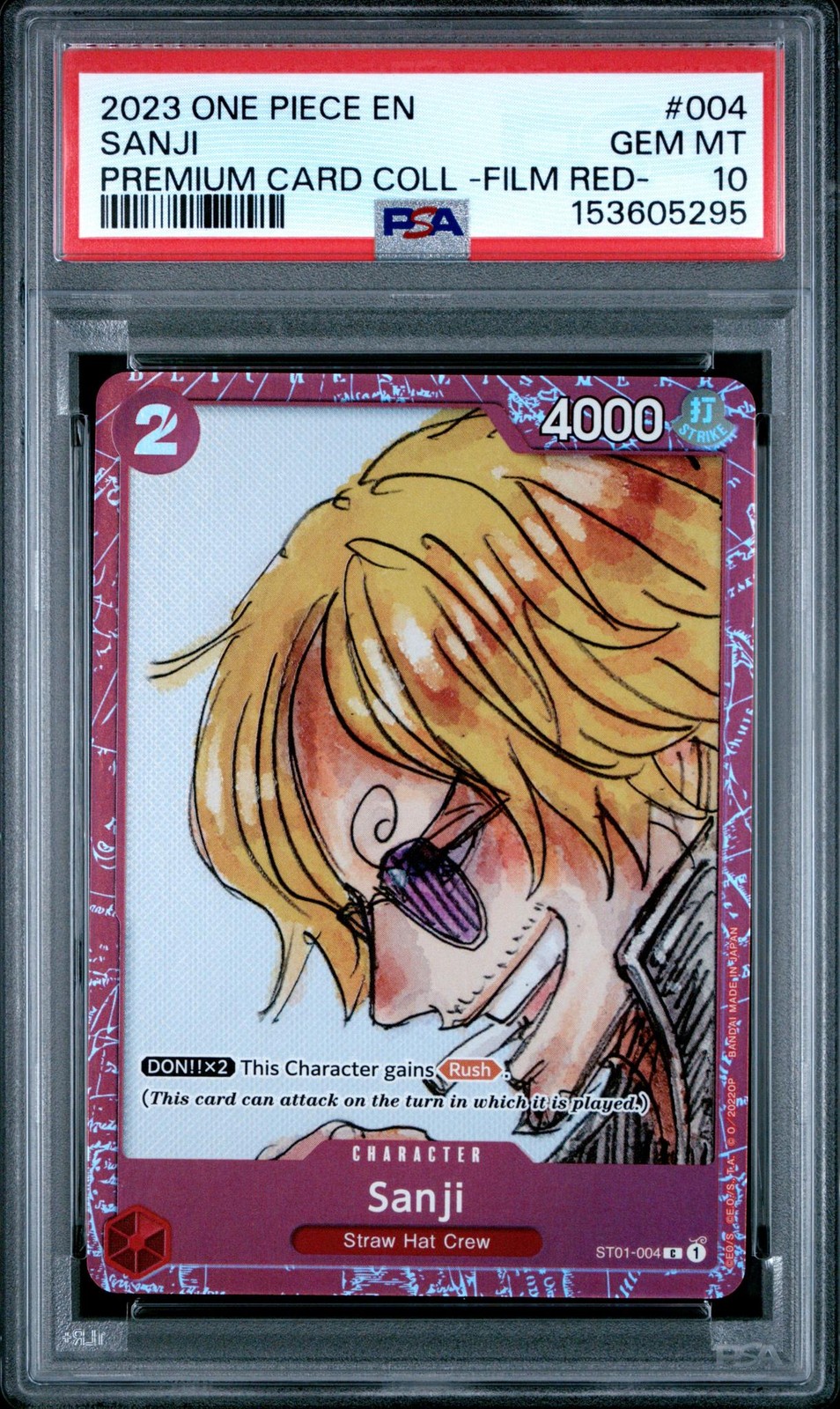 2023 One Piece Premium Card Collection Film Red Sanji #ST01004 PSA 10