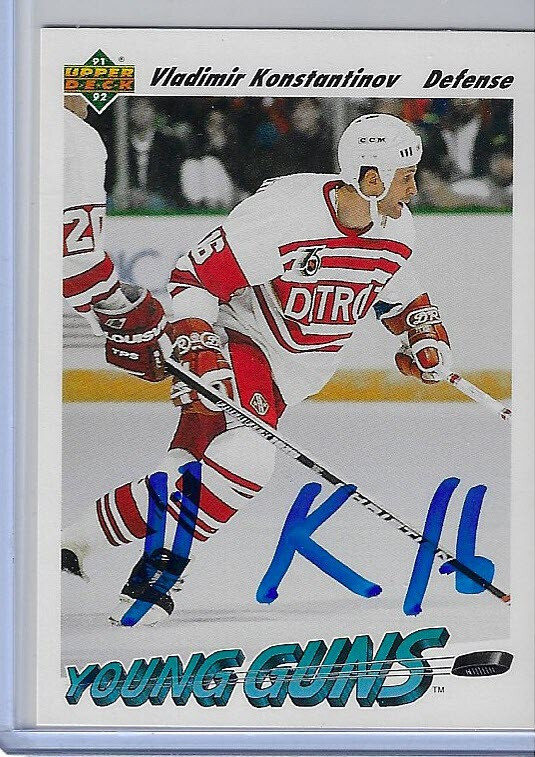 Vladimir Konstantinov 1991 Upper Deck 594 Autographed Card ROOKE JSA CERT