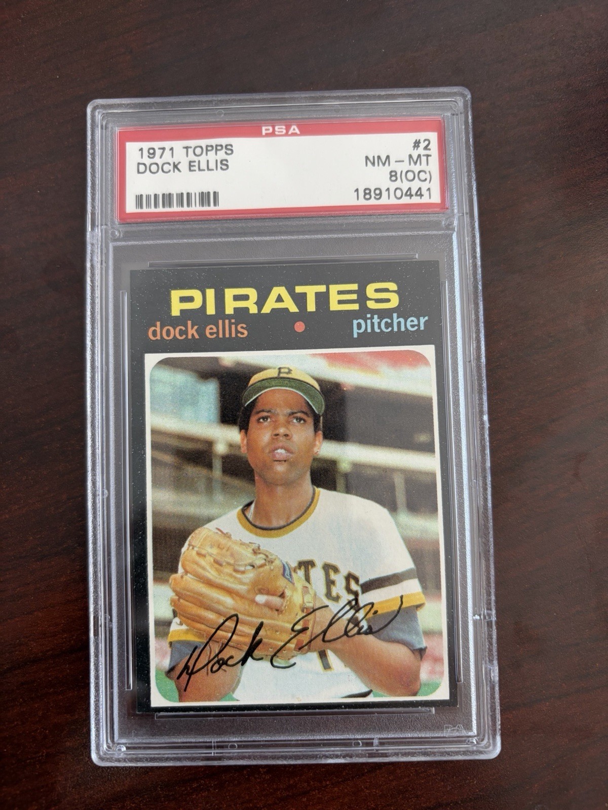1971 Topps Baseball Dock Ellis #2 Pittsburgh Pirates PSA 8 OC NM-MT