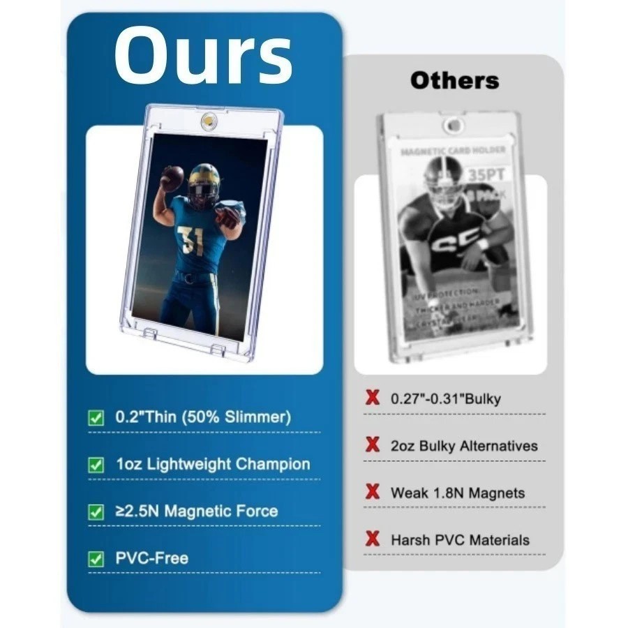 100-Pack Magnetic Card Holders Trading Sports 35pt One-Touch UV Protection Cover
