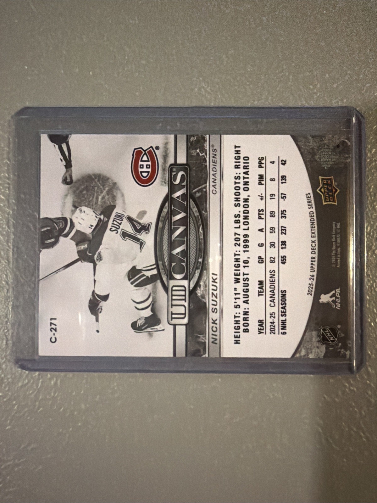 2025-26 Upper Deck Extended Series Black & White Canvas Nick Suzuki C-271