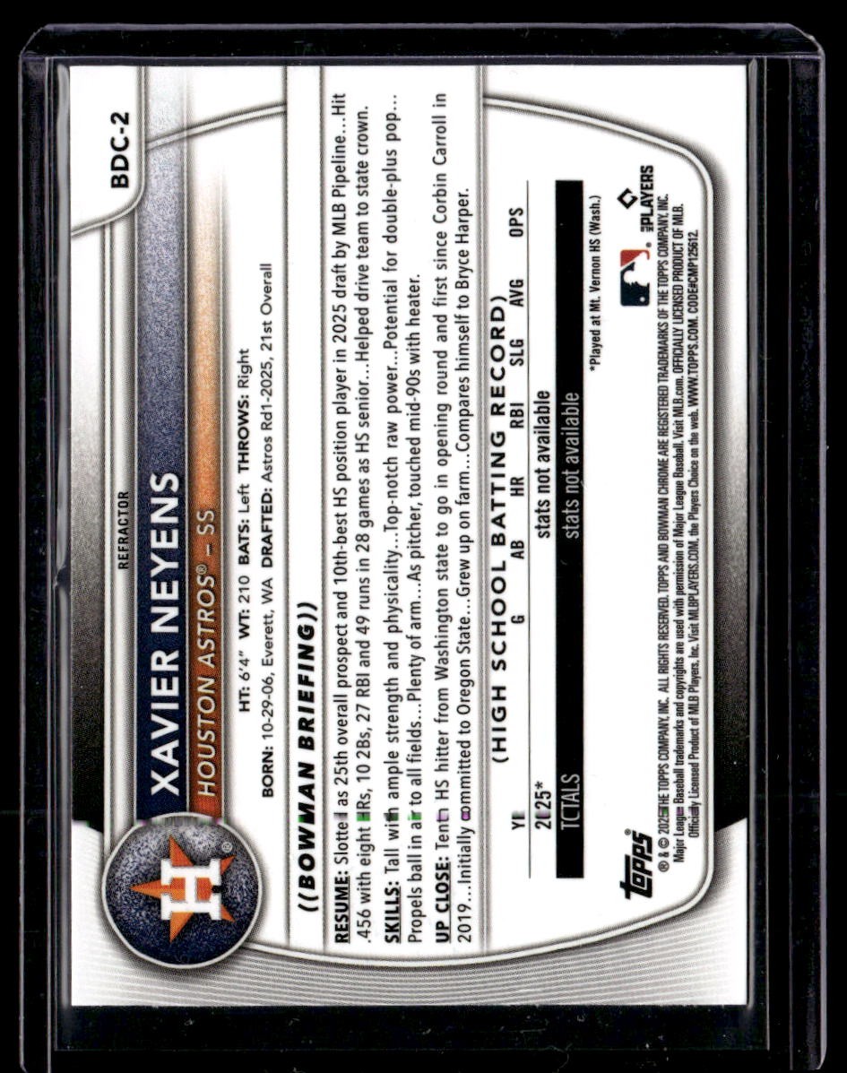 2025 Bowman Draft #BDC-2 Xavier Neyens Chrome Refractor Refractor