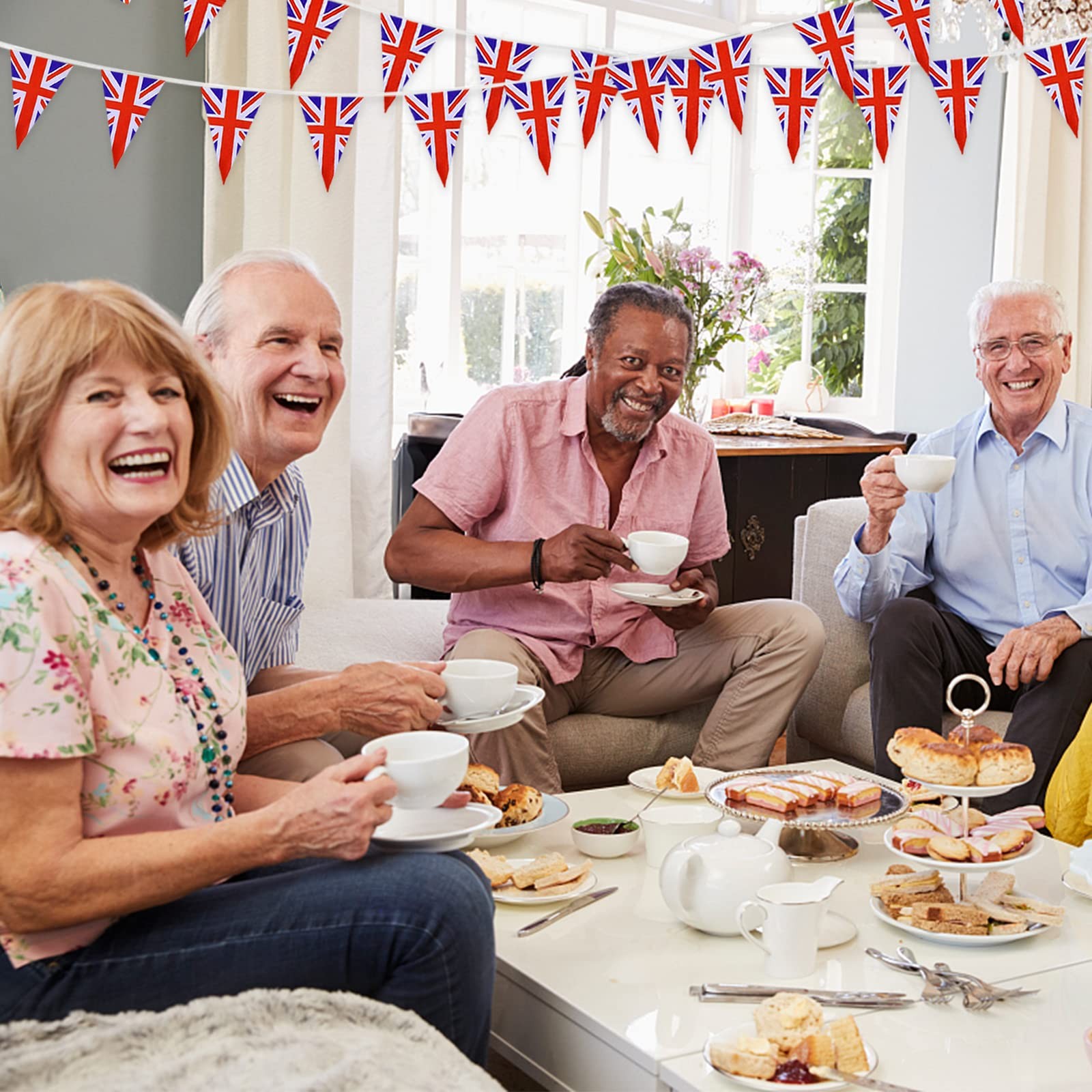 AhfuLife 30 Pcs Union Jack String Pennant 5.51×8.26 in-30 Pcs, UK-Triangular