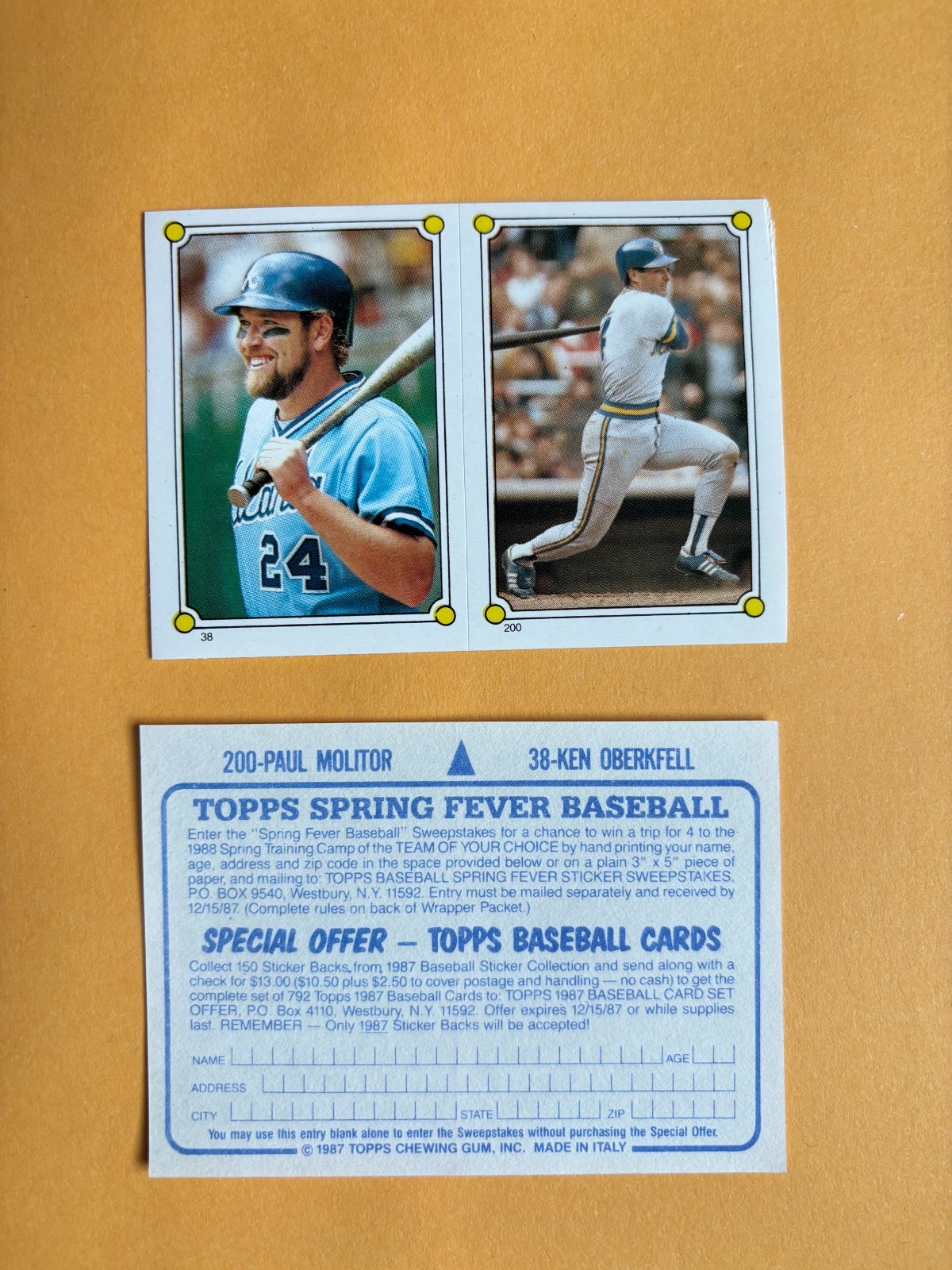 U Pick from 195 different Paul Molitor Oddball items 1979-1995