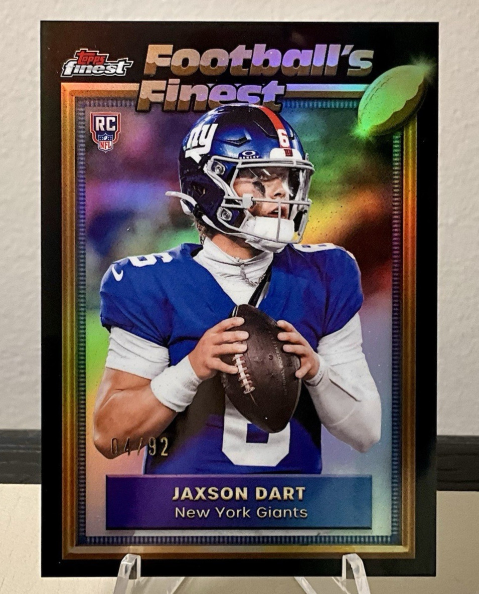 2025 Topps Finest Jaxson Dart Football’s Finest SSP 04/92 Giants RC 92-30