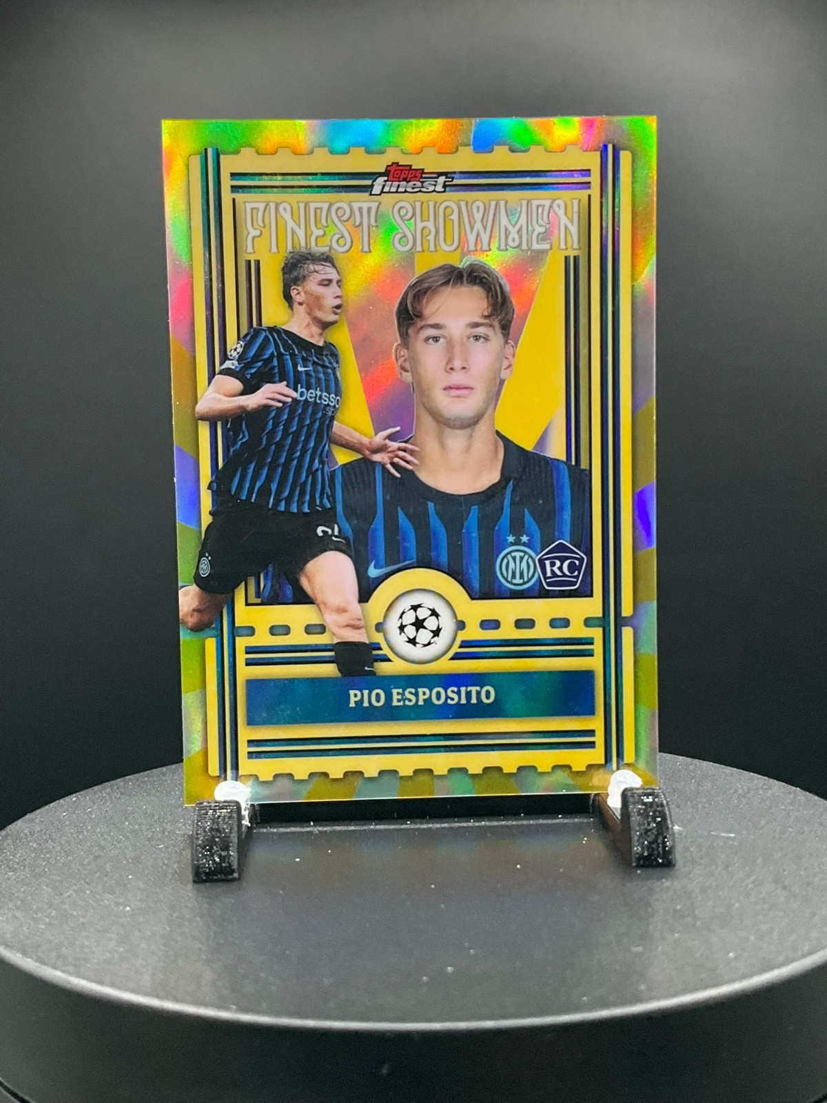 2025-26 Topps Finest UEFA Club Finest Showmen FS-1 Pio Esposito, FC Rookie