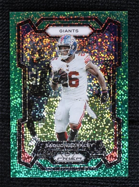 2023 Panini Prizm Green Sparkle Prizm 7/8 Saquon Barkley #225 12d4
