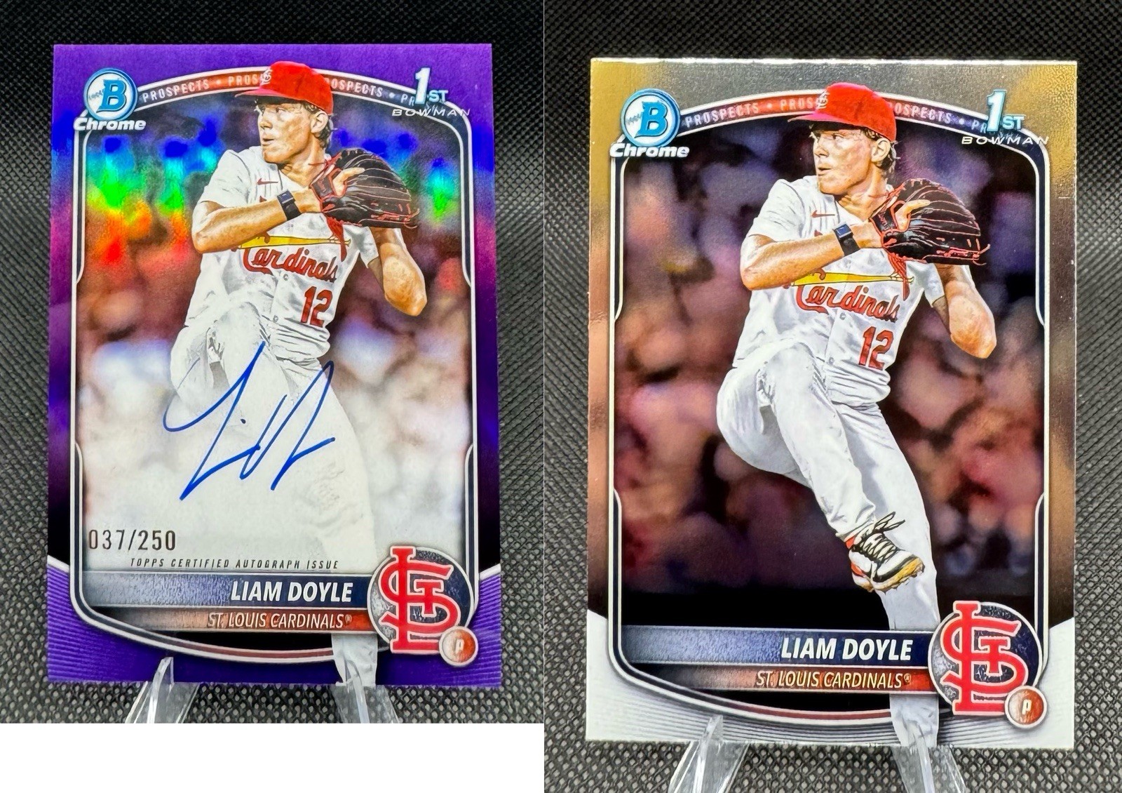 LIAM DOYLE (AU,/250) 2025 Bowman Draft Chrome 1st Bowman Purple Refr. Auto +Base
