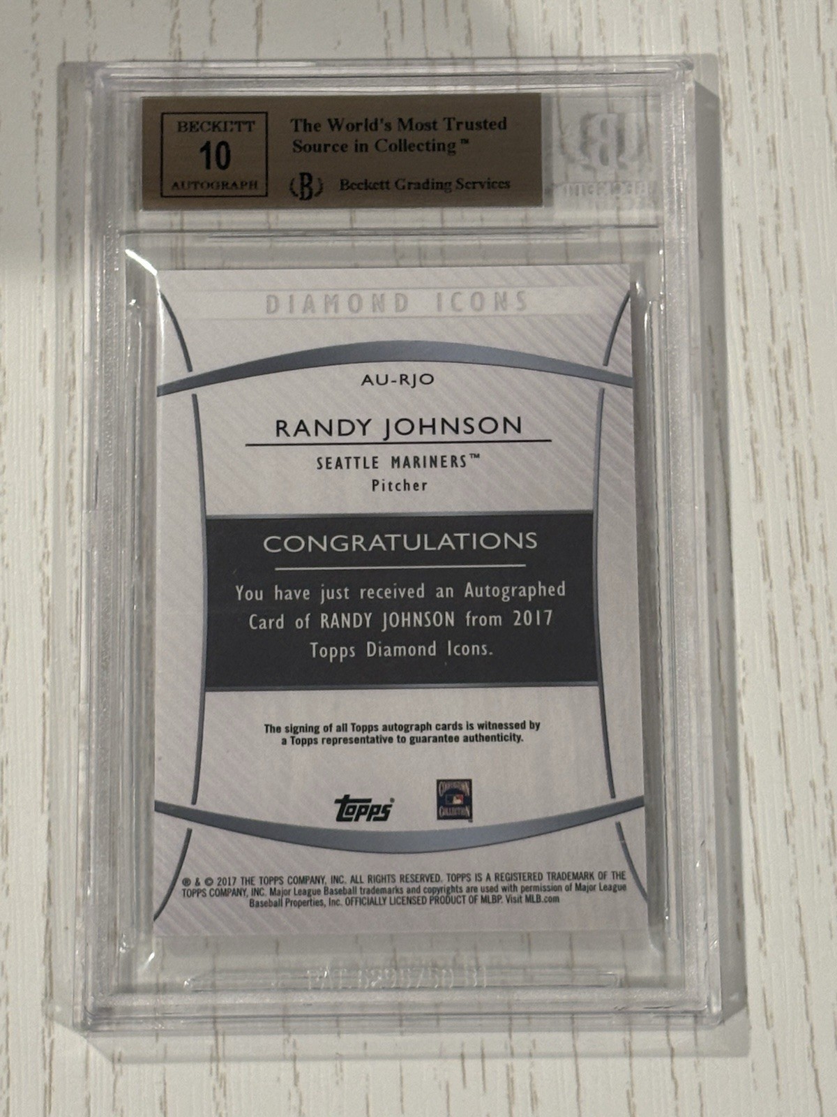 Topps 2017 Diamond Icons Randy Johnson Auto Red /5 AU-RJO Mariners BGS 9.5