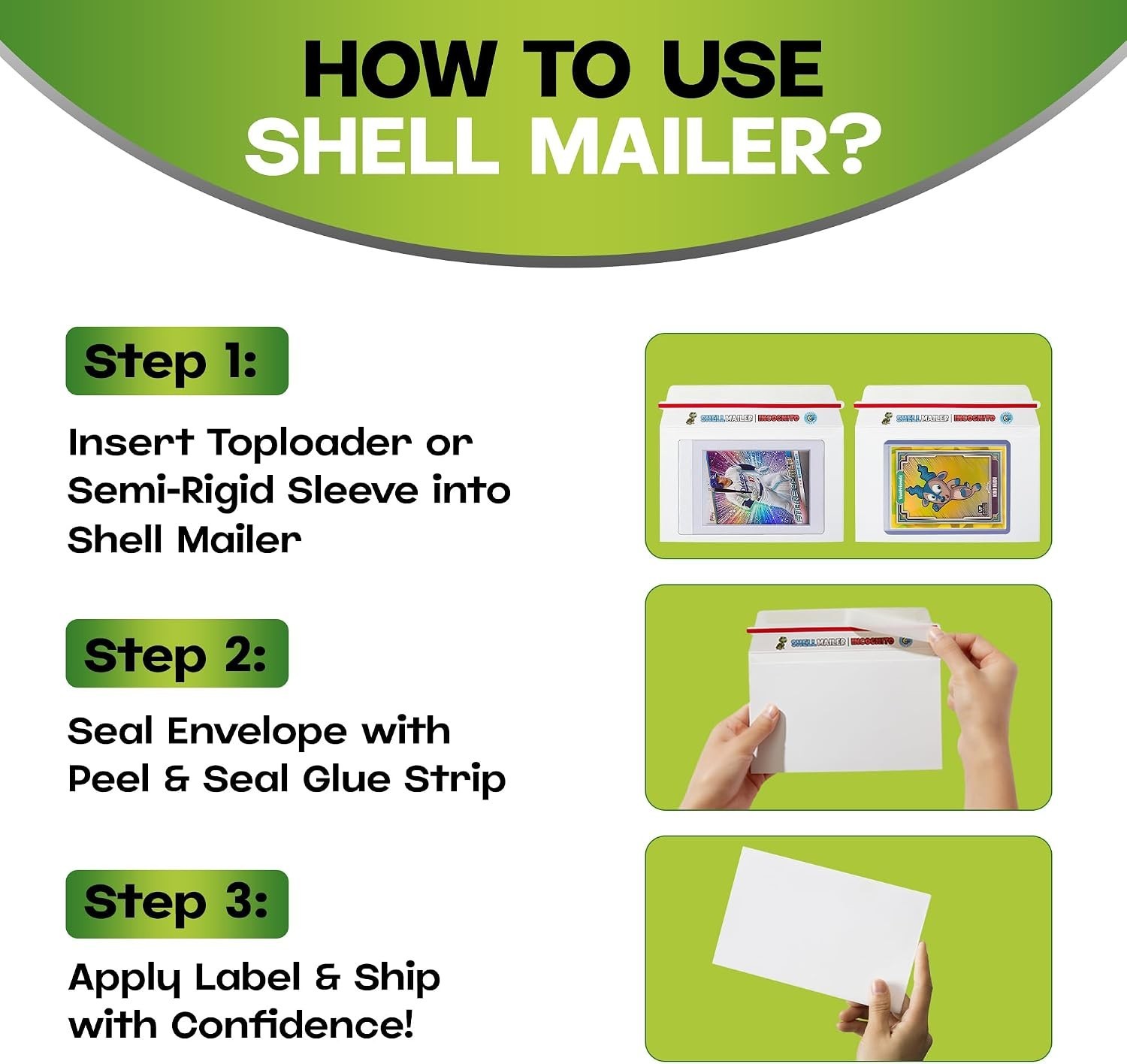50 Pack Trading Card Shipping Envelopes – 7 x 4.35″ Self-Seal Protection