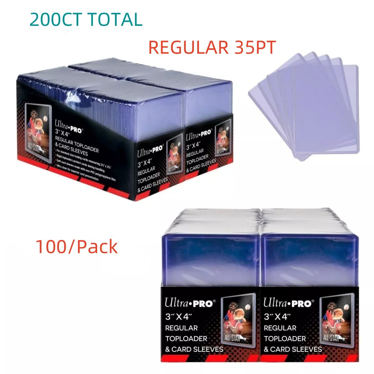 Ultra PRO Top Loaders 3″ x 4″ Regular 35pt + Soft Sleeves 200/500/1000ct