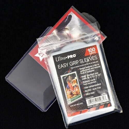 (100-Pack) Ultra Pro Easy Grip Sleeves – Tabbed Card Sleeves For Toploaders