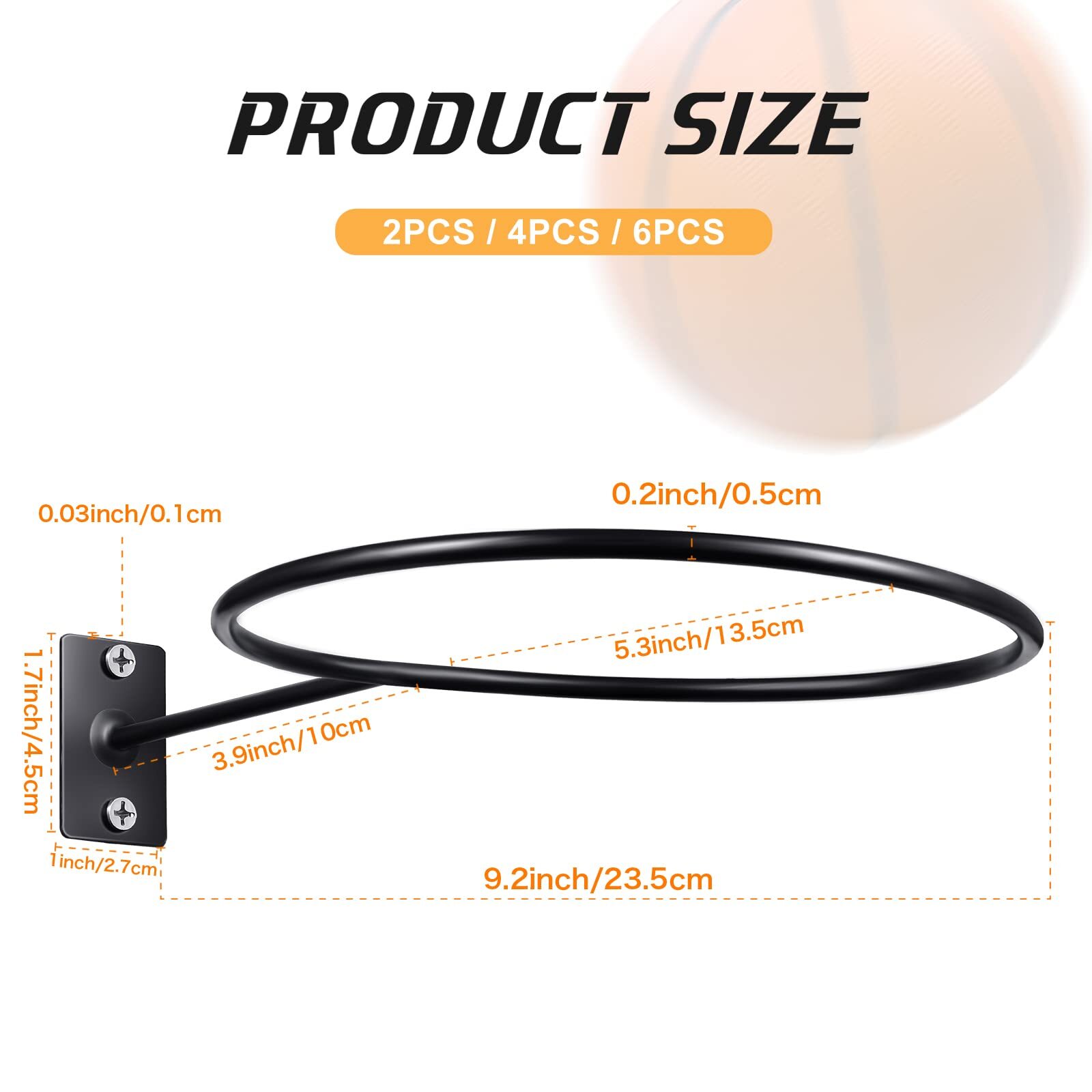 30 Pcs Wall Mounted Basketball Holder Soccer Ball Shelf Display Rack Stand