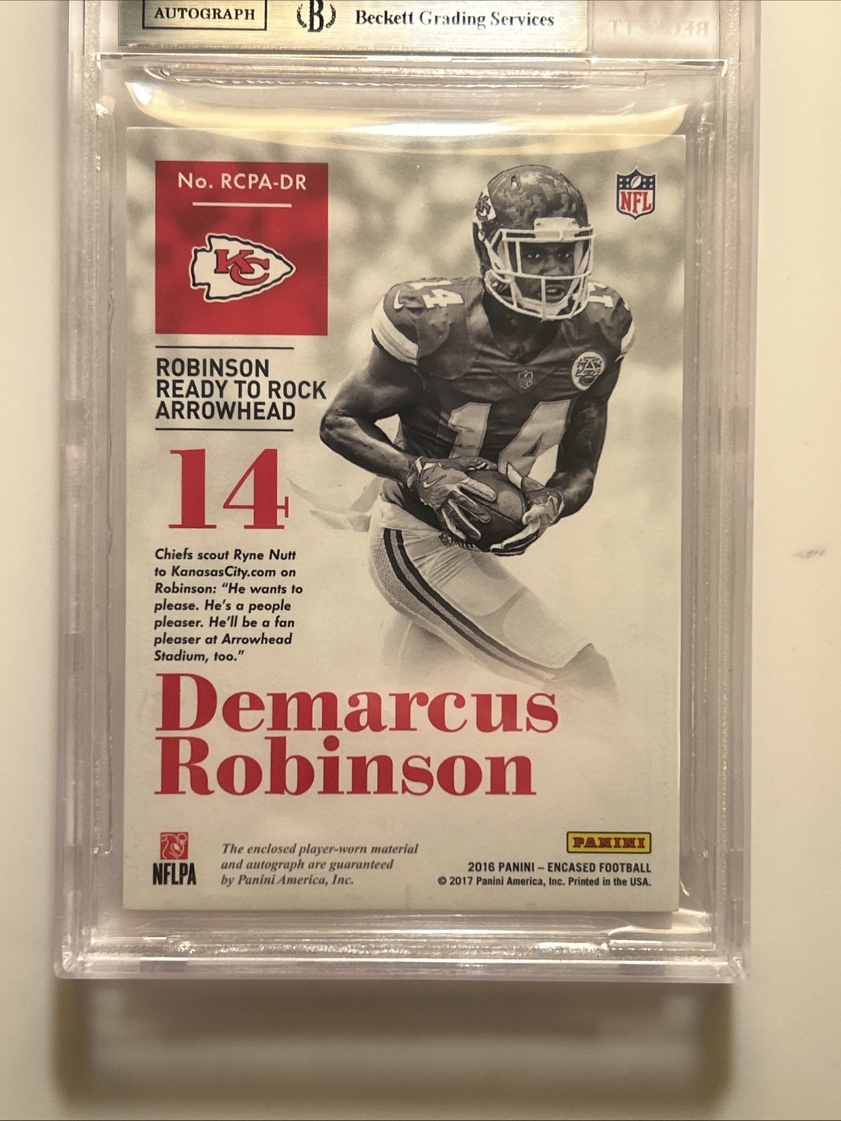 2016 Panini Encased Rookie Cap Patch Auto NFL Shield 1/1 Demarcus Robinson