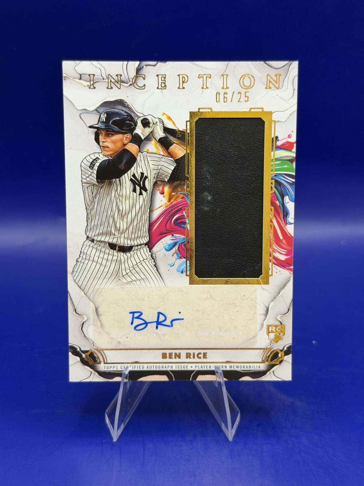 2025 Topps Inception Ben Rice RC RPA Auto Game Glove Patch Relic /25 #IAGR-BR