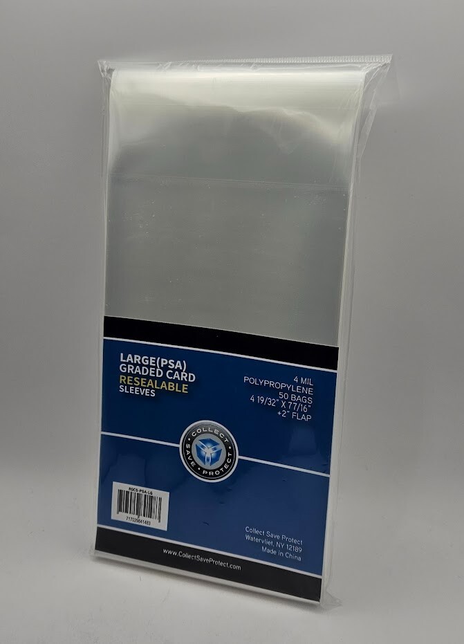 (50-Pack) CSP Large Slab Size PSA Graded Card Sleeves Resealable 4 Mil Poly