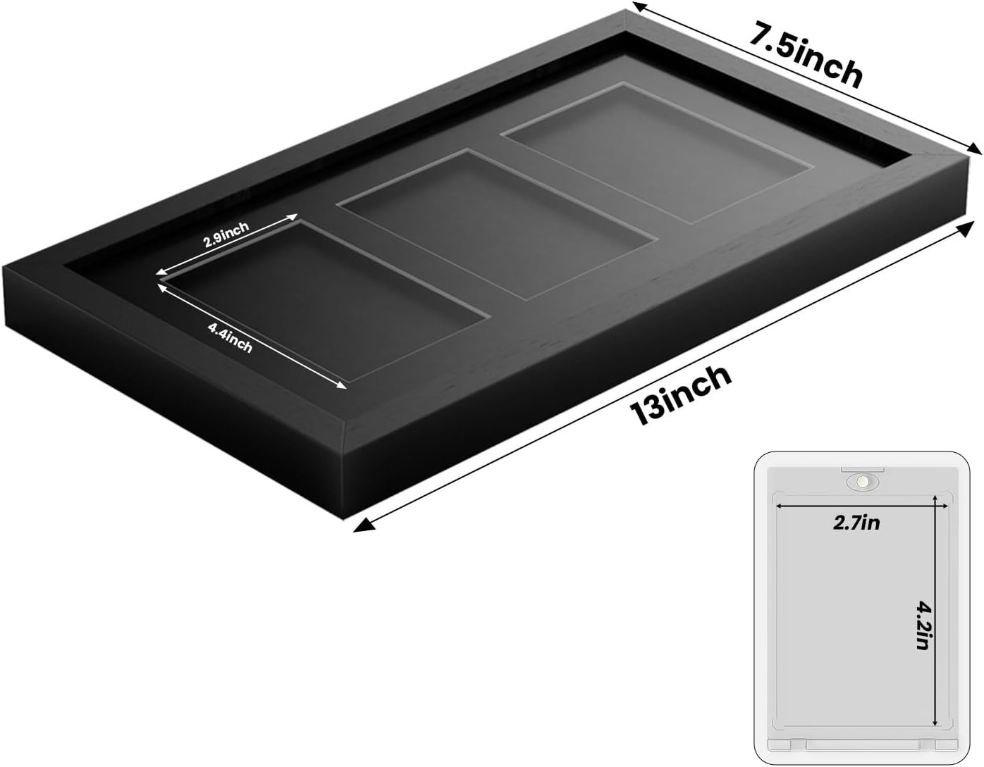Trading Card Display Case 3 Wall & Tabletop Sport Football Baseball Wood Frame