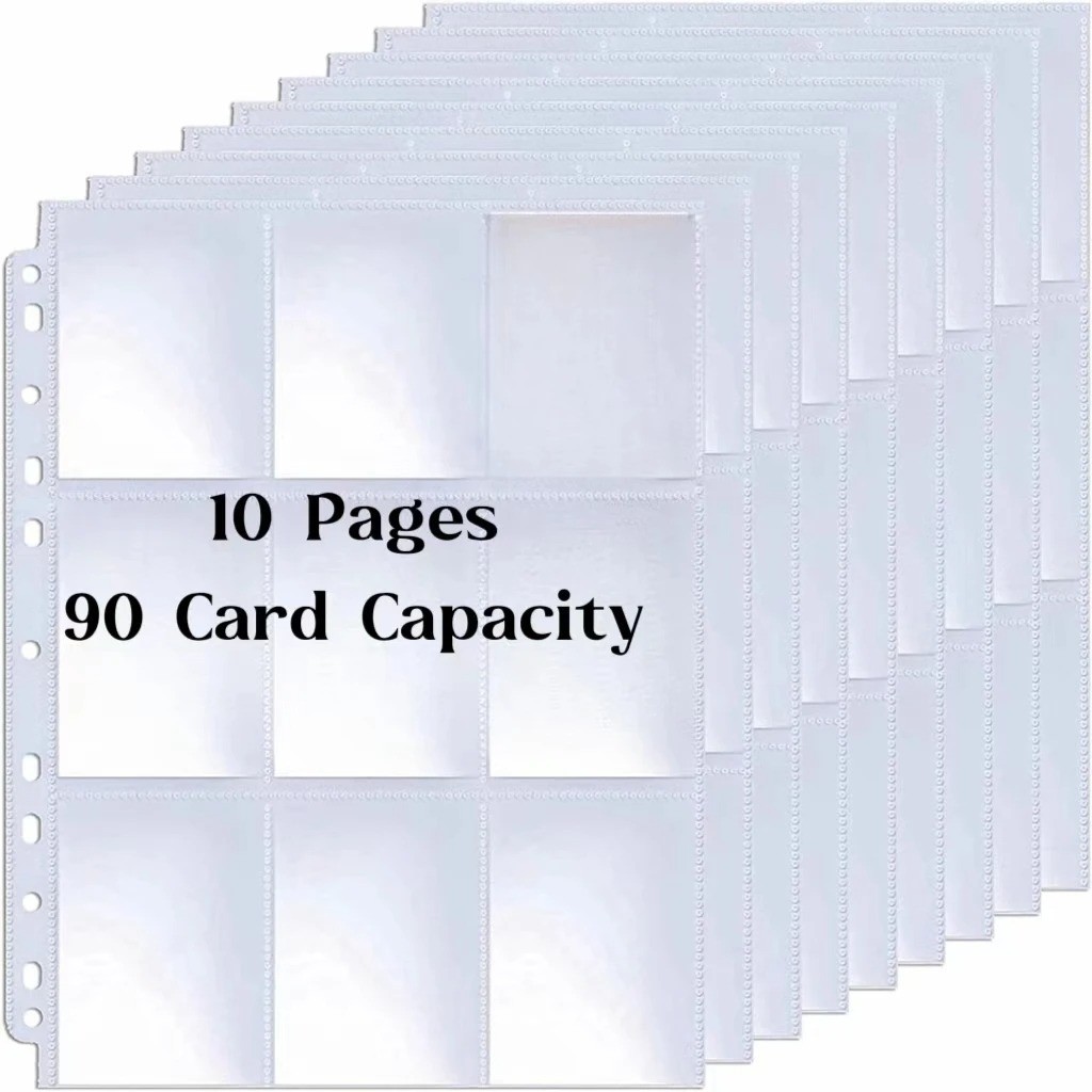9 Pocket Trading Card Album Binder Protector Pages Sleeves Sheets Baseball