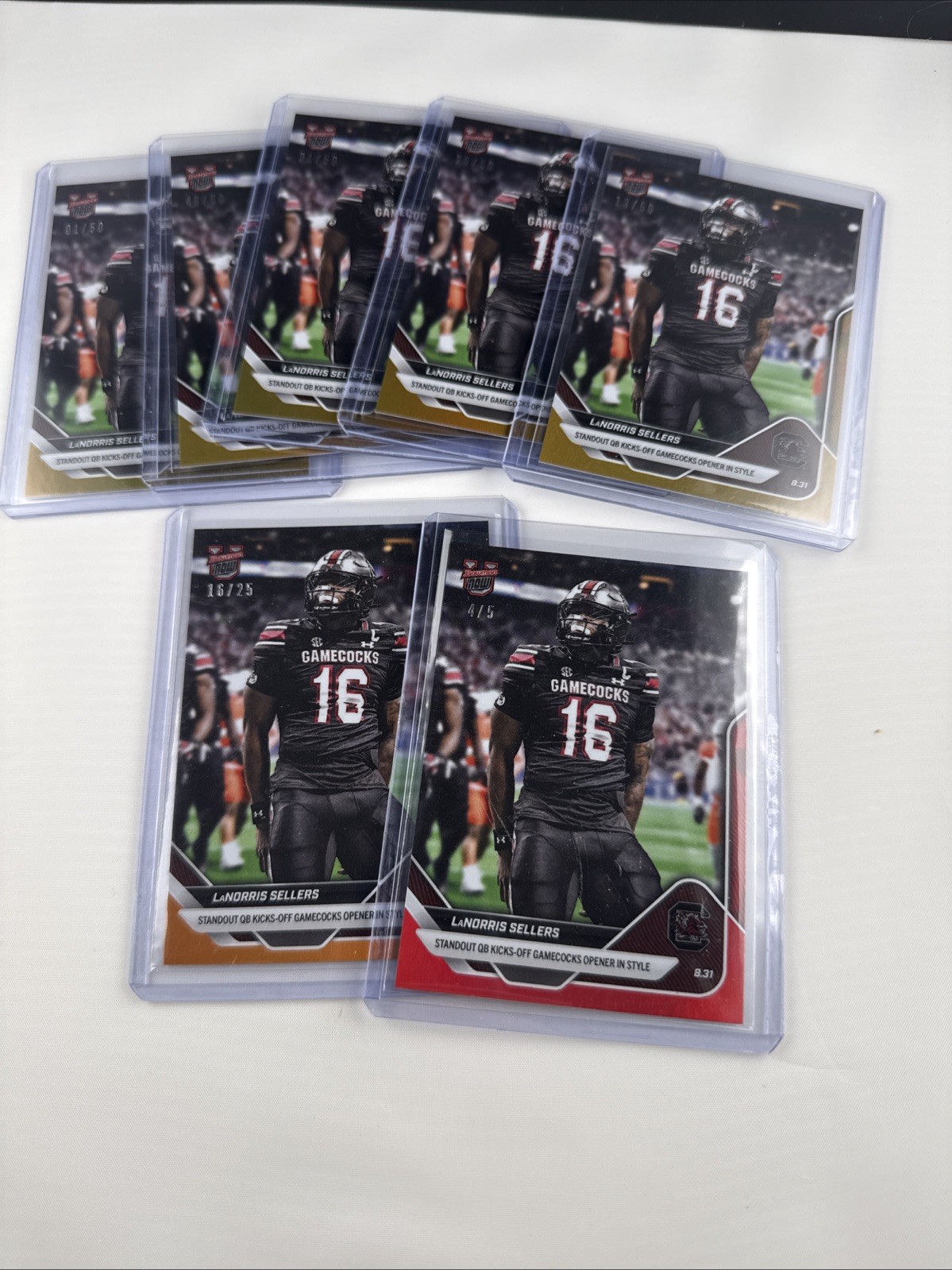 (7) LANORRIS SELLERS RC LOW NUMBERED LOT /5 /25 /50 RED ORANGE GOLD