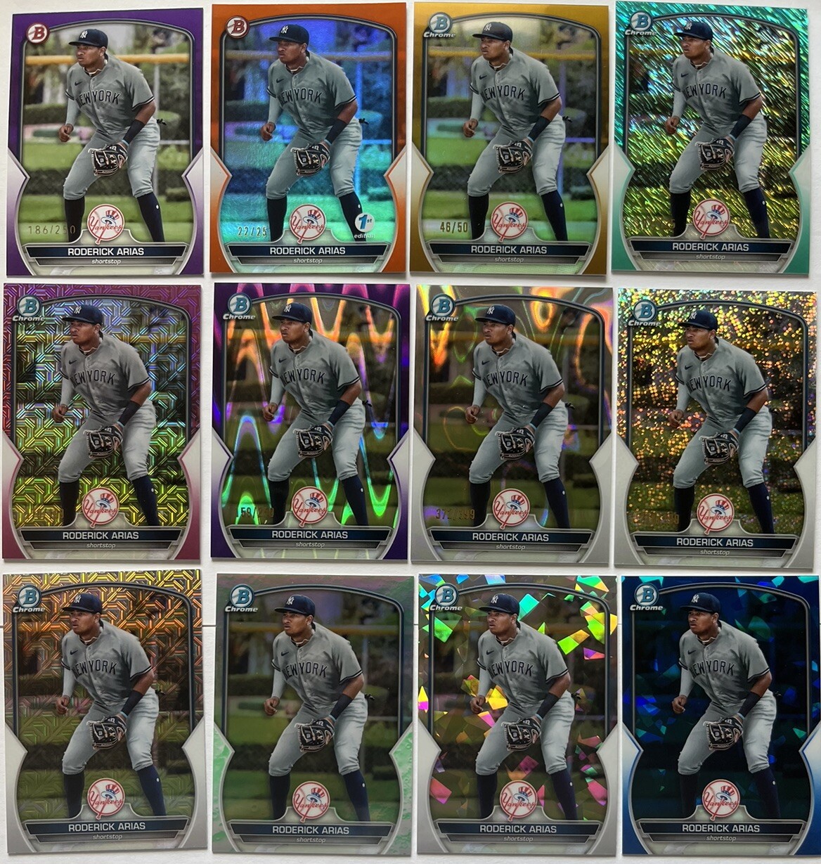 🔥 Roderick Arias 2023 Bowman Chrome Color Parallel Variations Lot BCP-135 🔥